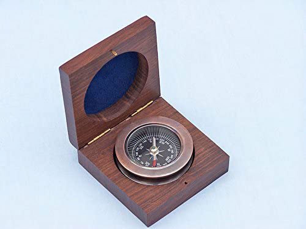 Antique Copper Paperweight Compass with Rosewood Box 3