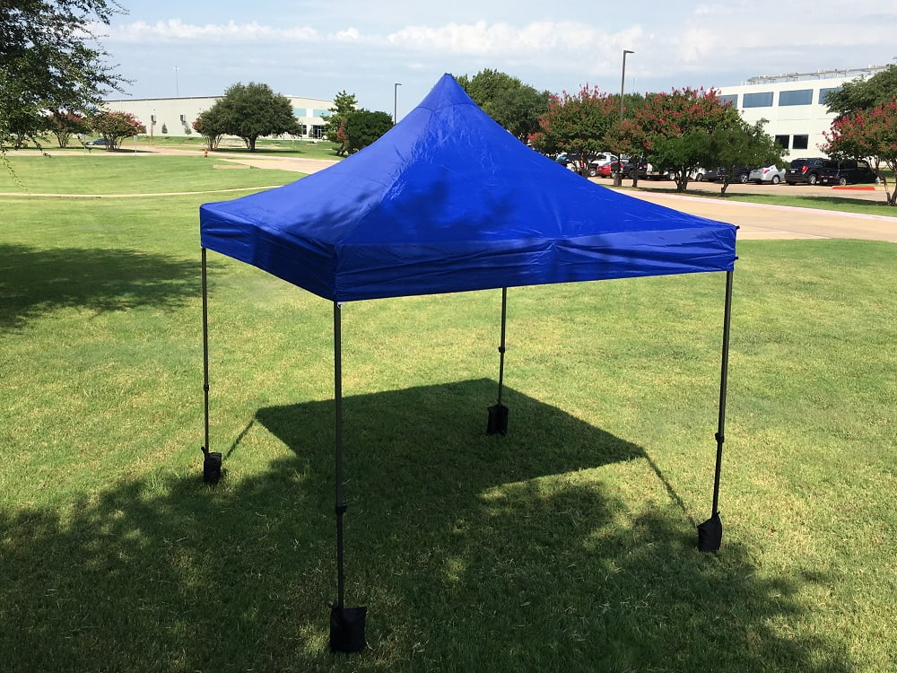 EZ Pop Up Canopy Tent Instant Shelter w Wheel Bag + 4 Sand Bags - 10'x10' Blue - D Model