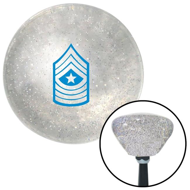 American Shifter  Blue 10 Sergeant Major Clear Retro Metal Flake Shift Knob with M16 x 1.5 Insert