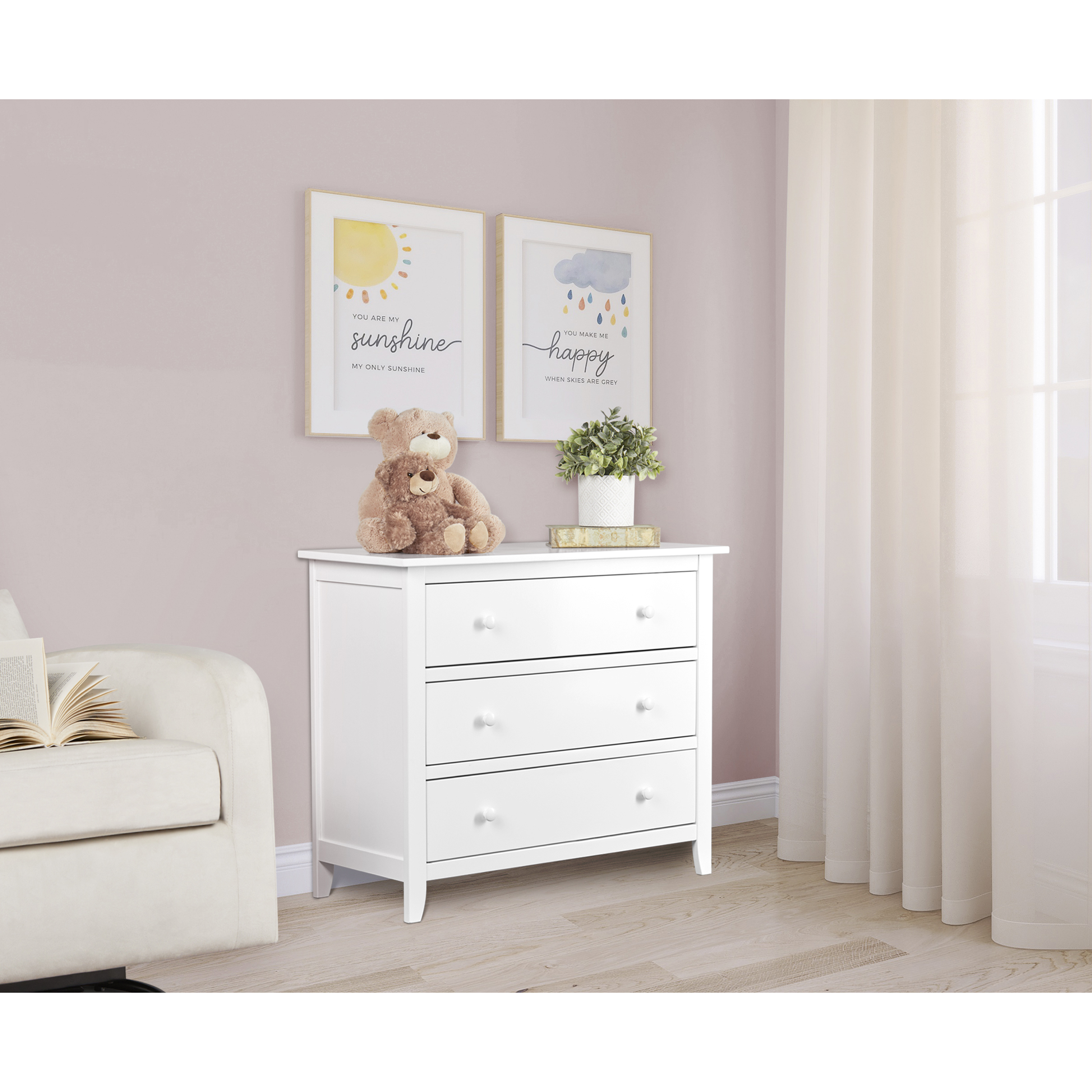 Dream On Me Universal 3 Drawer Chest, White