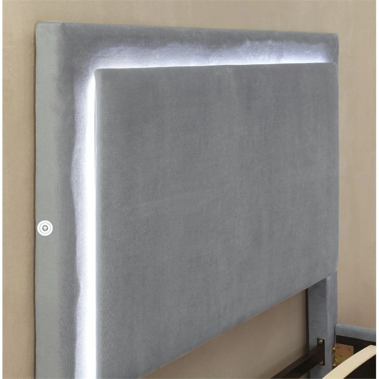 Furniture of America Luna Fabric King Bed with LED Lights in Gray