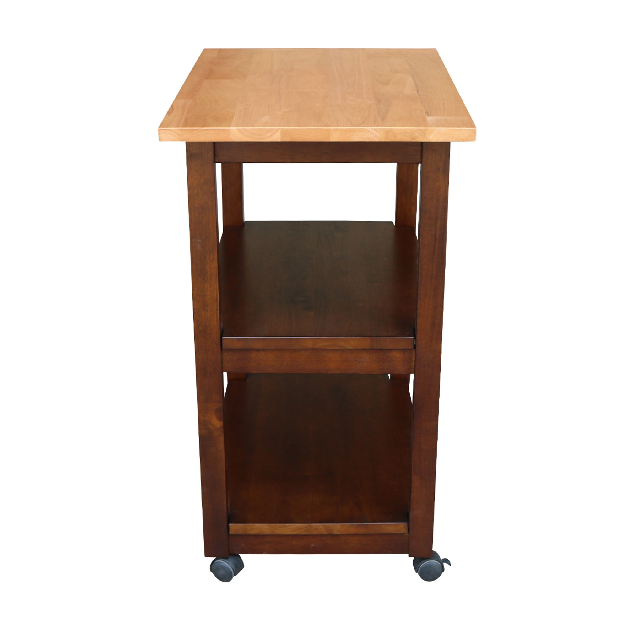 International Concepts Solid Wood Microwave Kitchen Cart, Cinnamon/Espresso