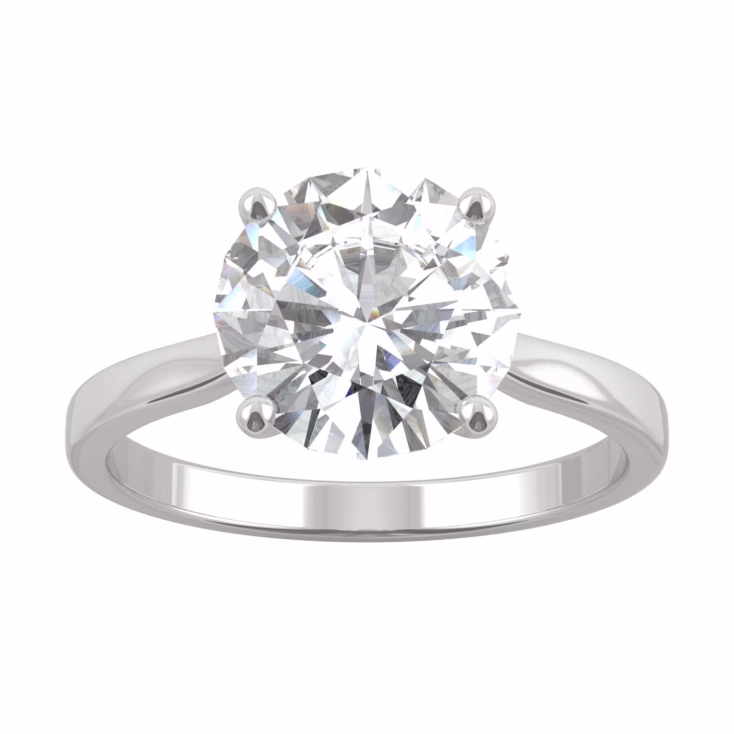 Charles & Colvard 14K White Gold Moissanite 9mm Round Engagement Ring-Size 5, 2.70ct DEW