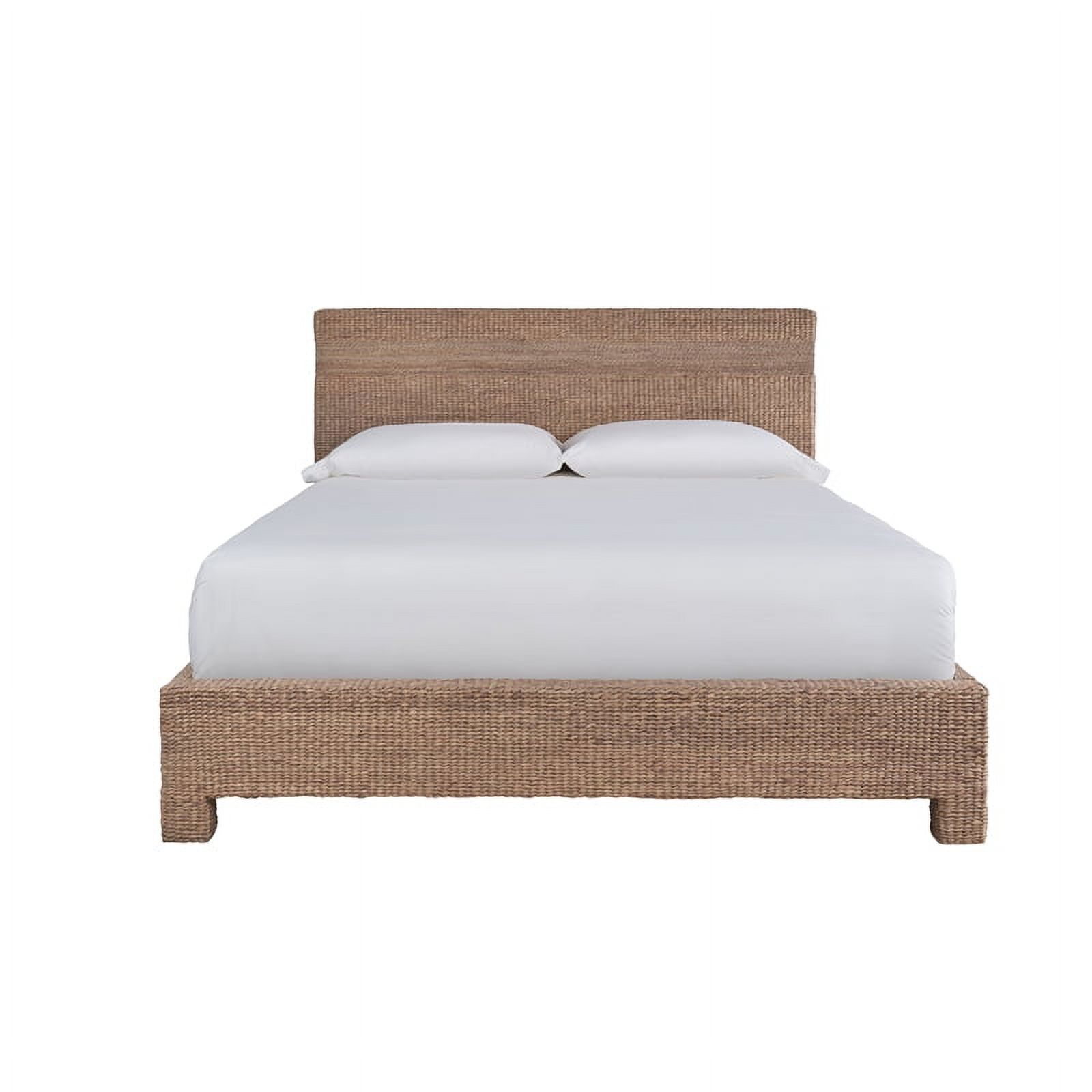 Universal Furniture Farmhouse Wood Seaton Queen Bed in Natural Woven Hyacinth