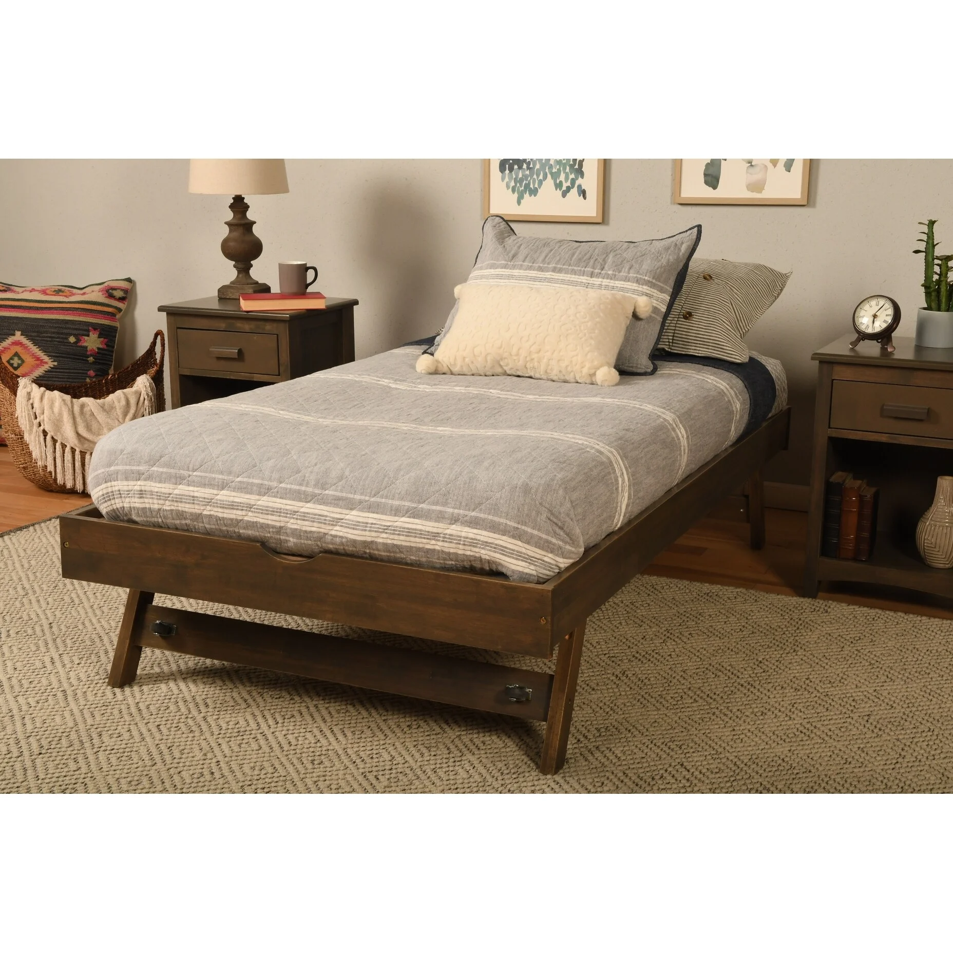 Somette Boho Pop Up Bed Rustic Walnut