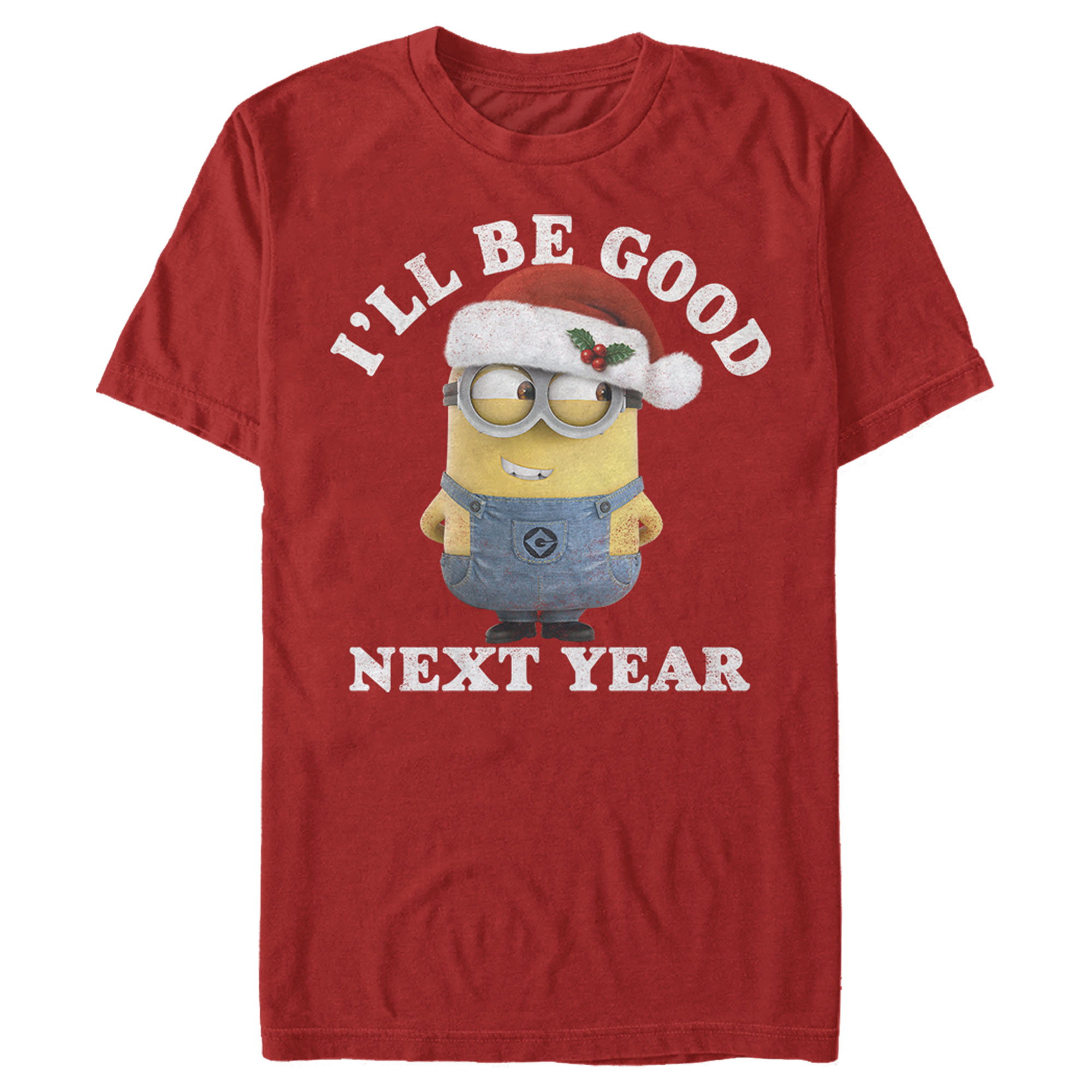 Men's Despicable Me Christmas Minions Be Good Next Year  Graphic Tee Red Medium