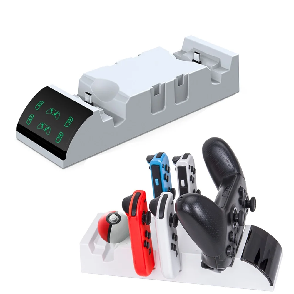Charging Dock Compatible with Nintendo Switch Pro Controllers  Joy Cons & OLED Model for Joycon,Multifunction Charger Stand for Switch