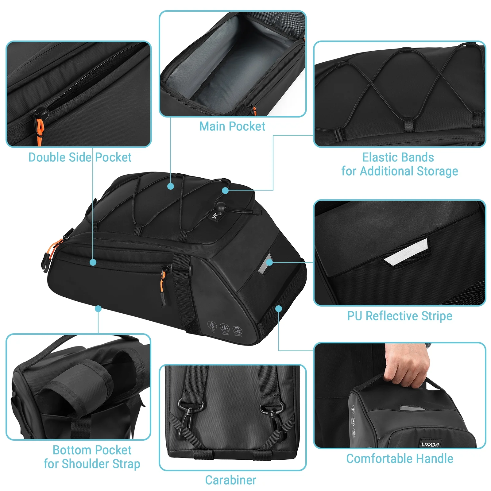 Lixada Bicycle bag,Bike Saddle Rear Waterproof With Saddle Bike Rear Waterproof 10l Bike 3-in-1 Saddle Waterproof Bike 4-in-1