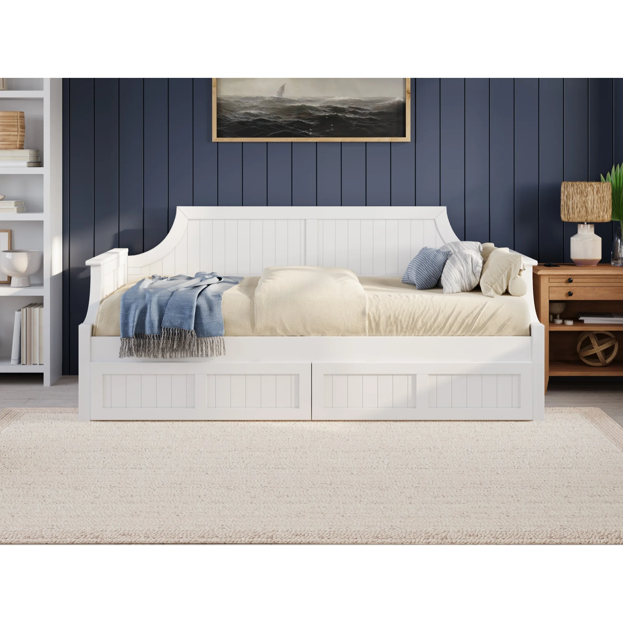 AFI Cambridge Twin Wood Daybed with Set of 2 Drawers in White