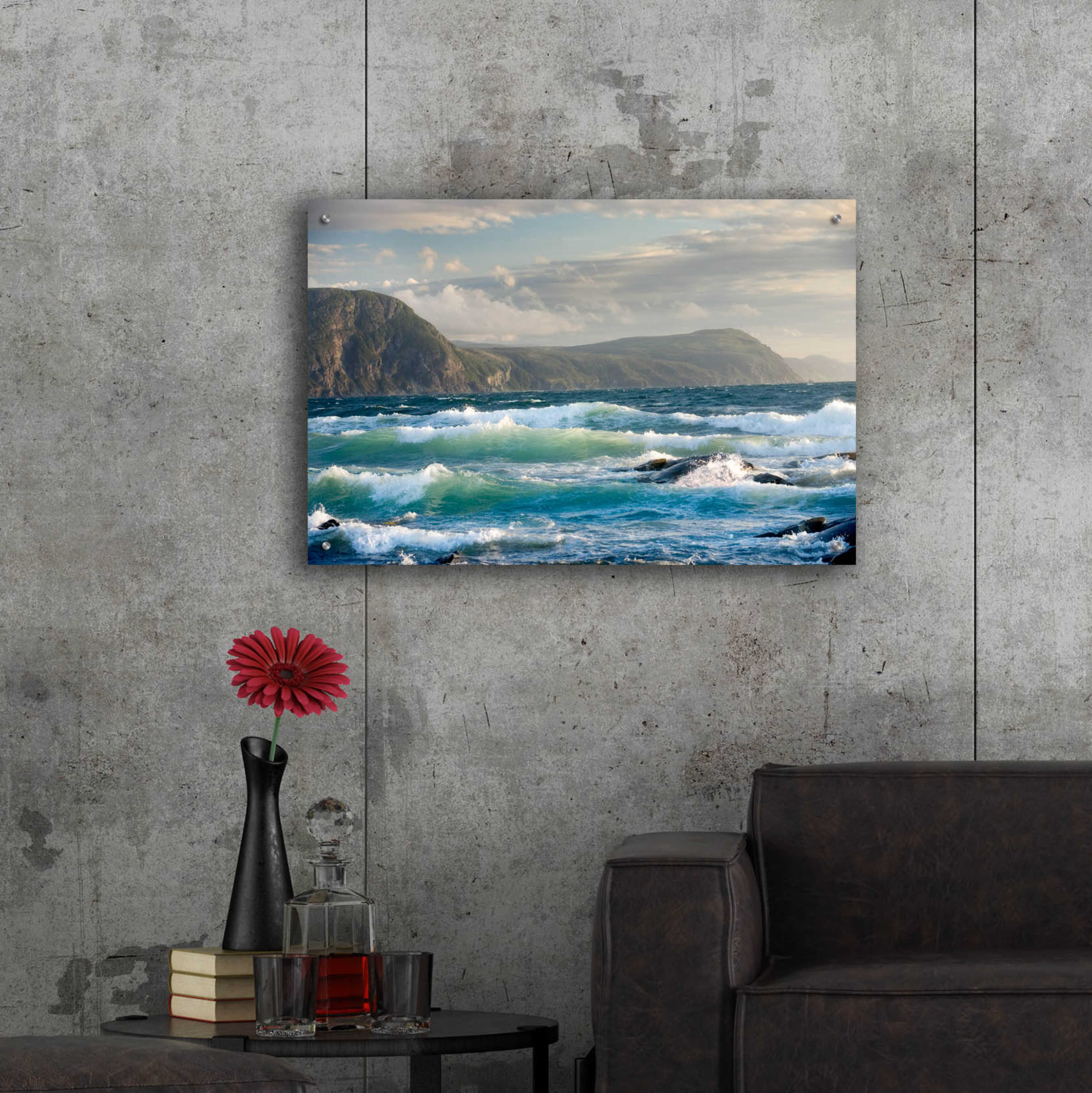 Epic Art 'Newfoundland Sunset Surf' by Mike Jones, Acrylic Glass Wall Art, 36