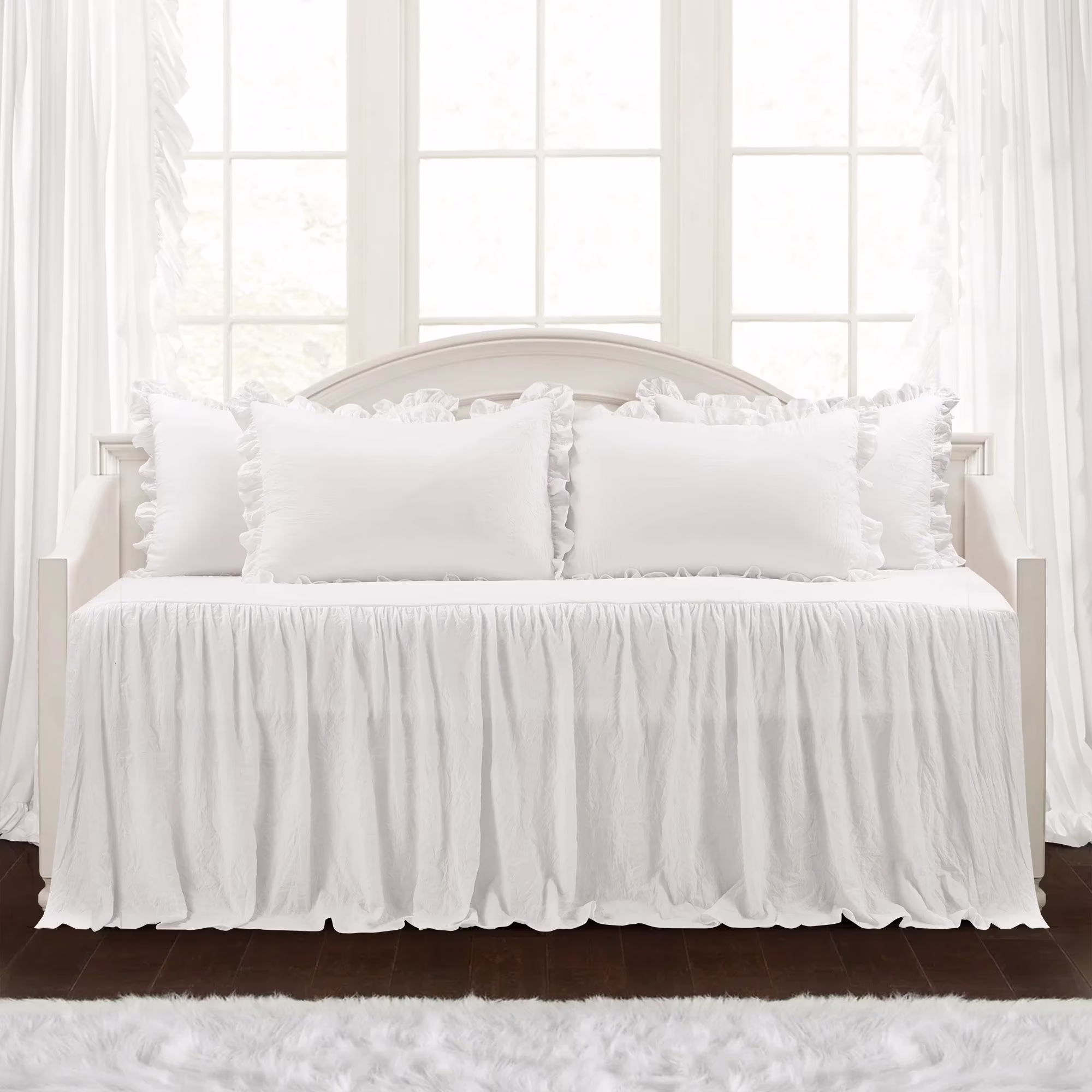 Lush Decor Ruffle Skirt Daybed Cover White 5Pc Set 39x75