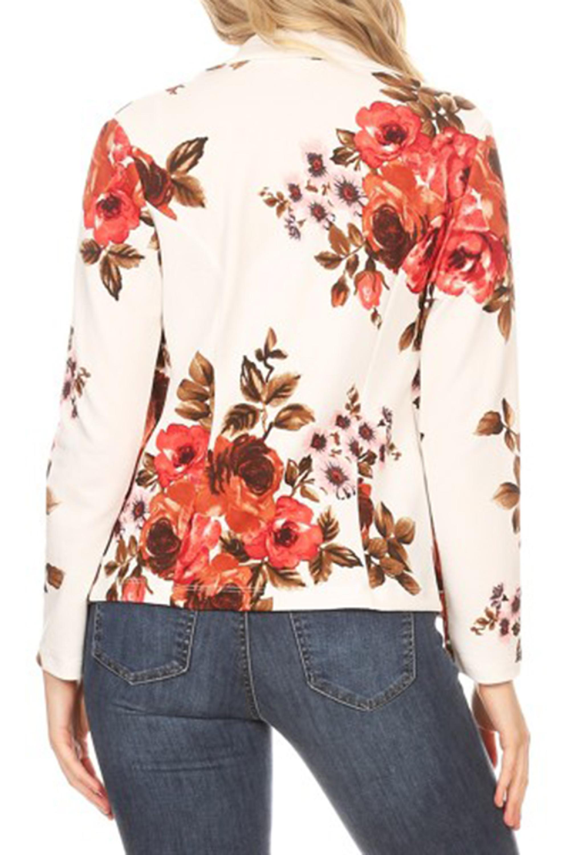 MOA COLLECTION Women's Casual Pattern Print Fitted Open Front Long Sleeves Office Blazer Jacket