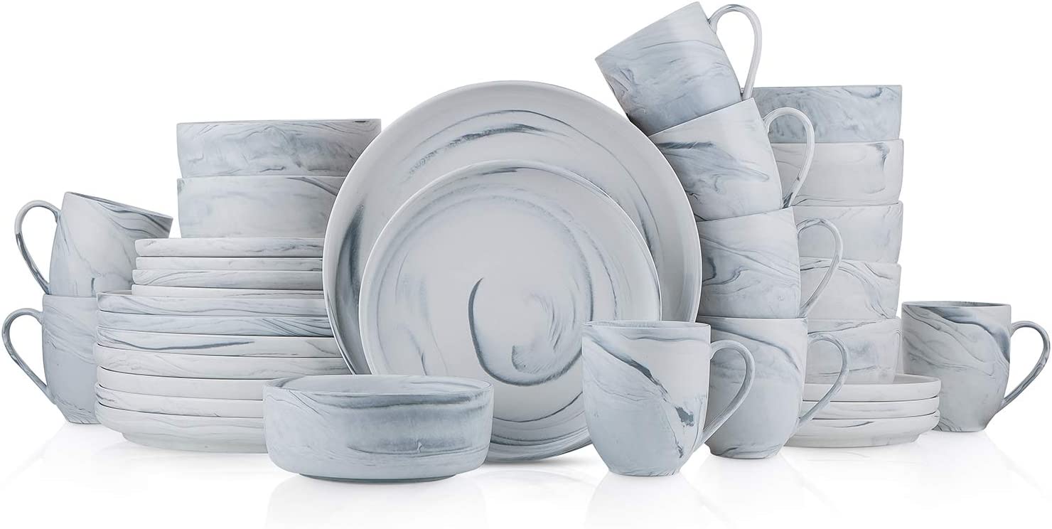 DIQIN · 16-Piece Dinnerware Set Porcelain, Gray