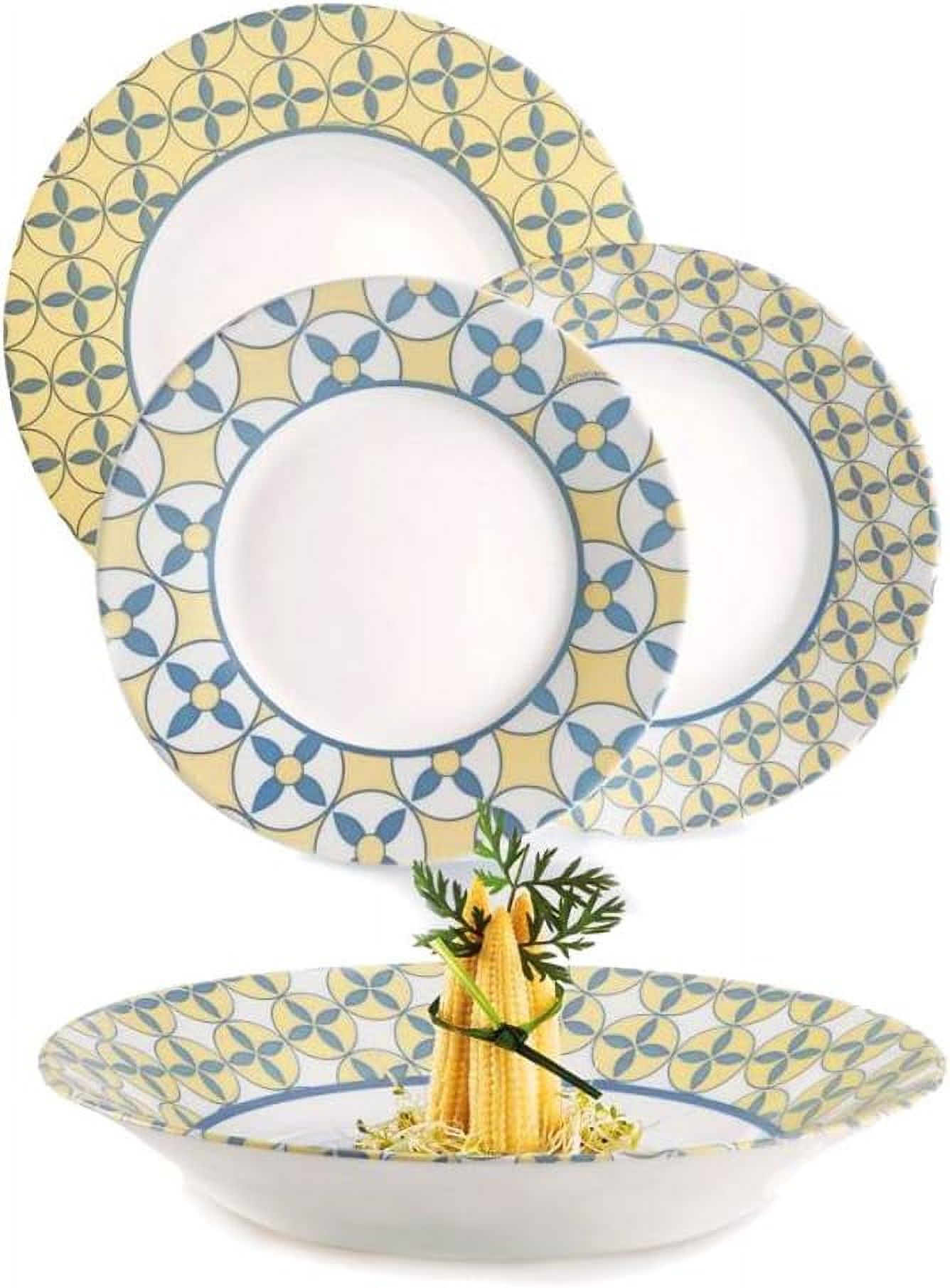 Dinnerware Set Tempered Glass Durable Break Resistant Set For 6 (Geometry)