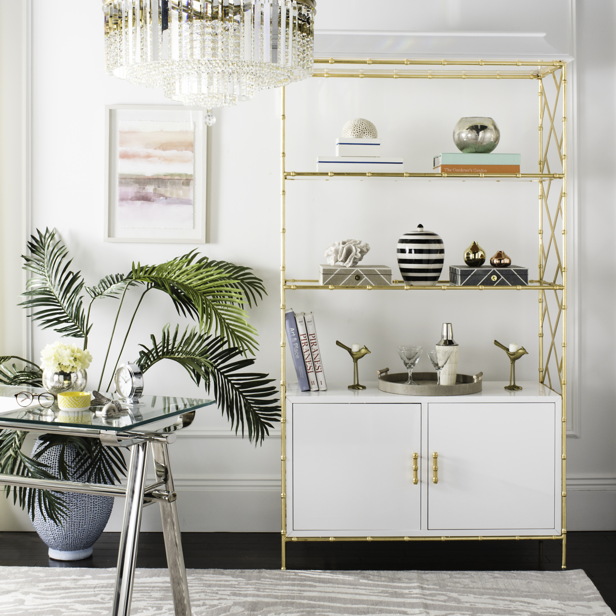 SAFAVIEH COUTURE  Adelia Bookshelf White / Gold