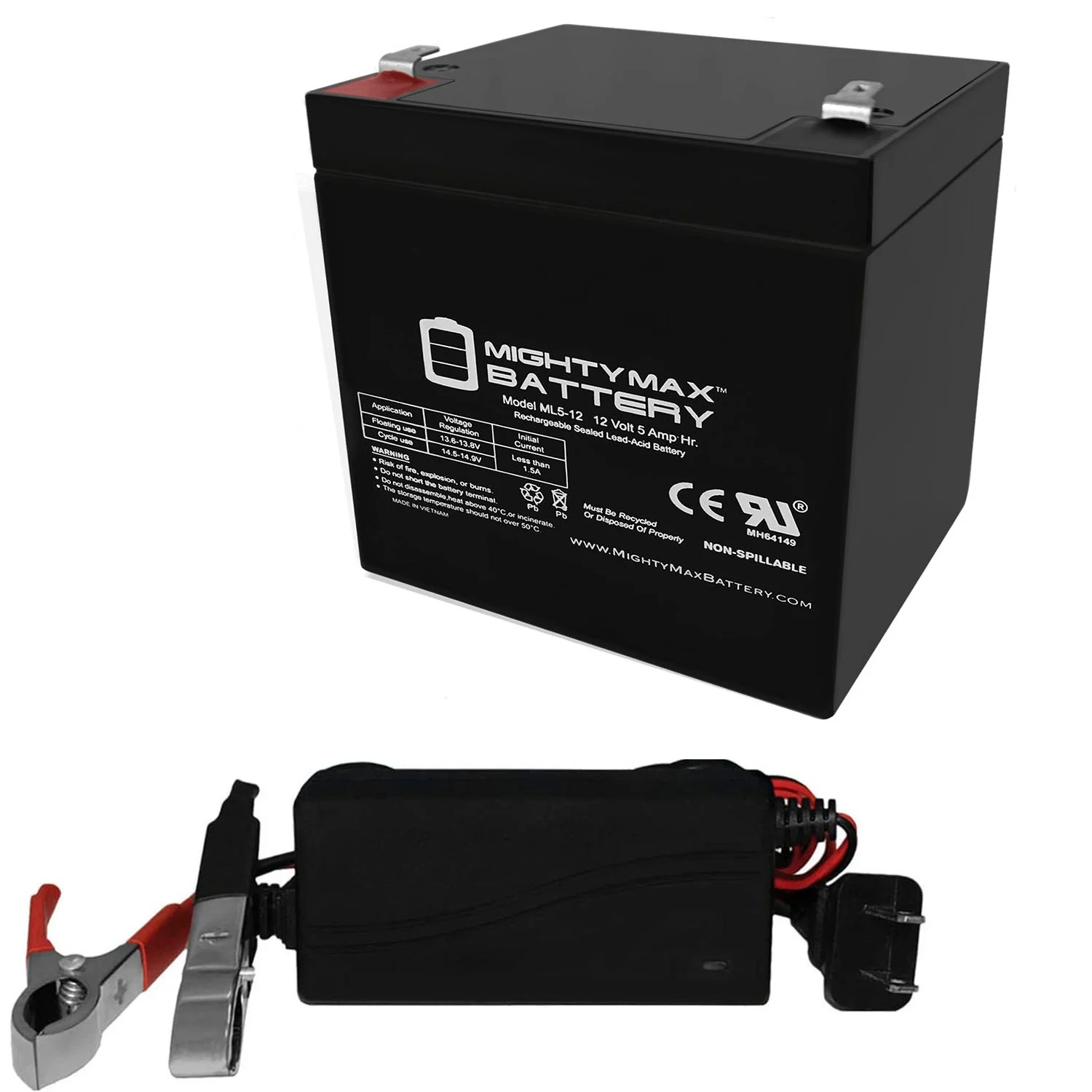 12V 5AH Replacement Battery for Razor E-Punk Ele. Bike 150EP-BK + 12V Charger