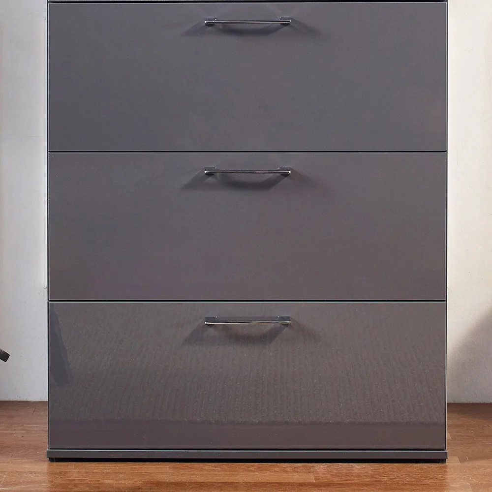 Artlia Glossy Four-Drawer Jumbo Chest in Dark Gray