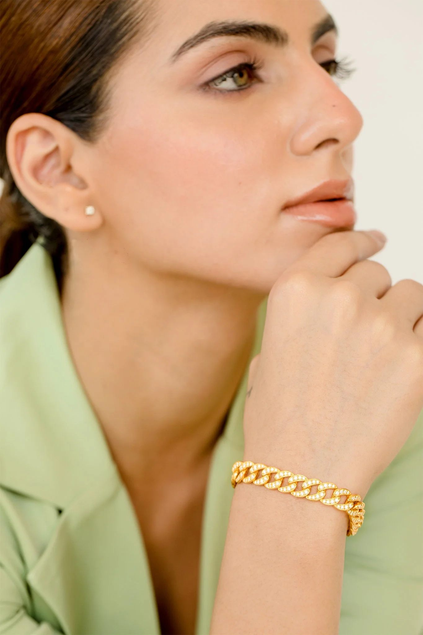 Elegant Solid Gold Cuban Link Chain Bracelet,10kt Handmade Gold Chain Bracelet, Real Diamond Bracelet , Designer Gold Bracelet Gift for Mom