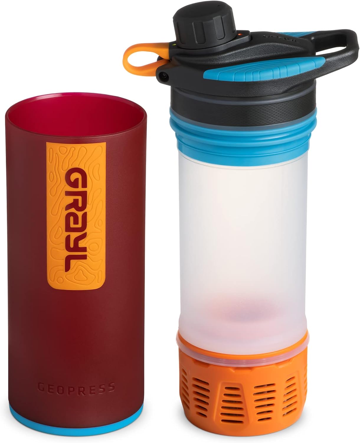 RUO GeoPress 24 oz Water Purifier Bottle - Filter for Hiking, Camping, Survival, Travel