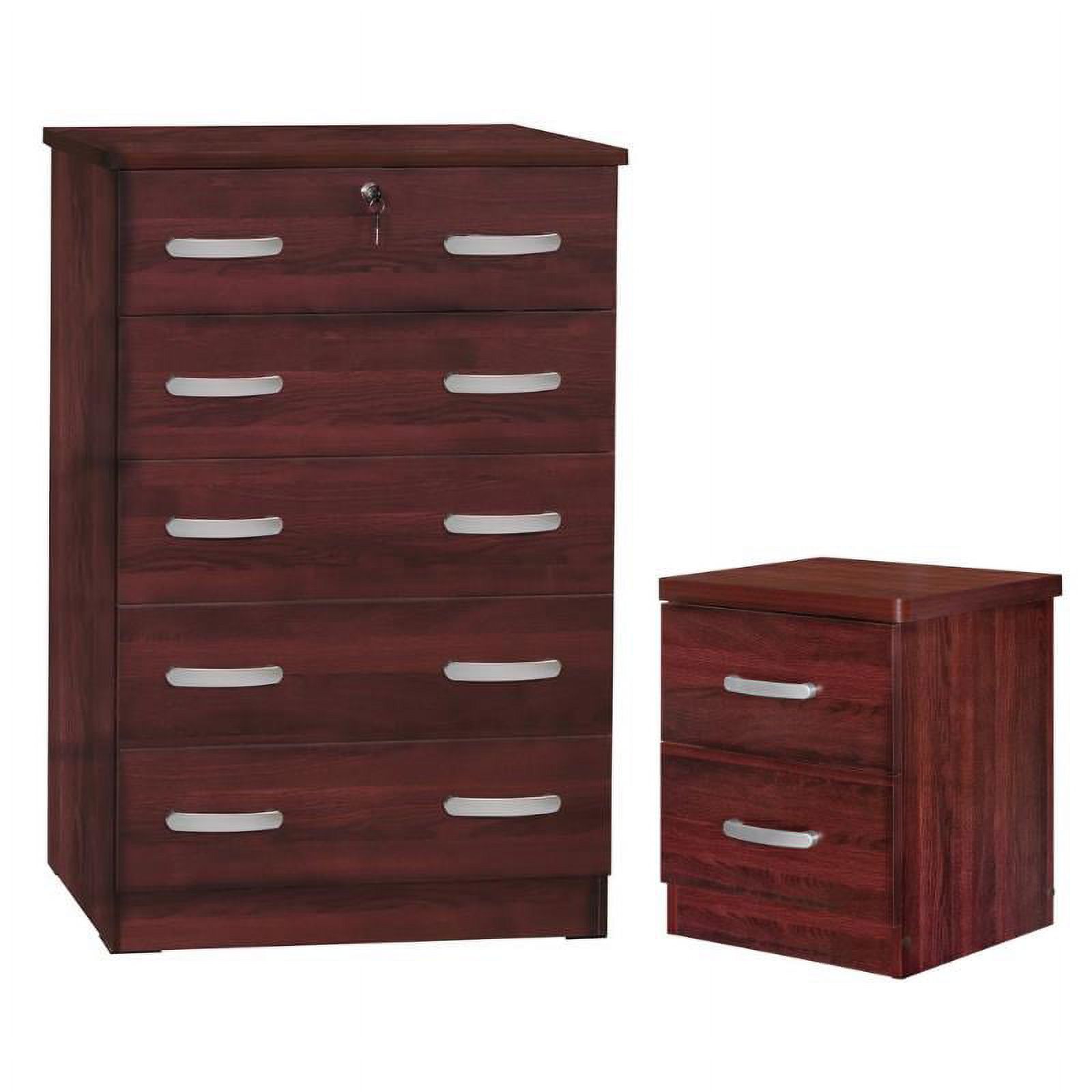 Home Square 2-Piece Set with Dresser with Lock & Nightstand in Mahogany