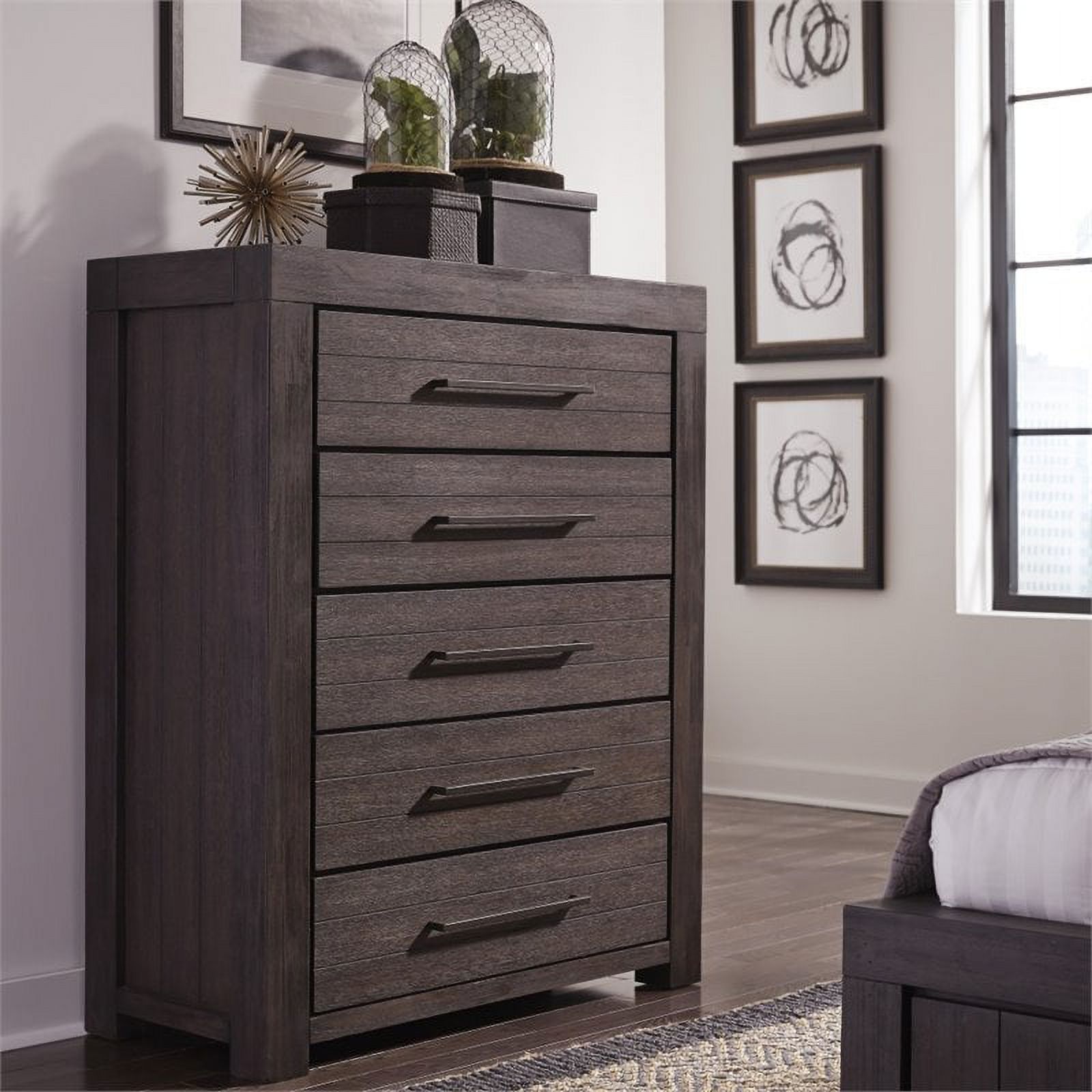 Modus Heath 5 Drawer Chest in Distressed Basalt Gray