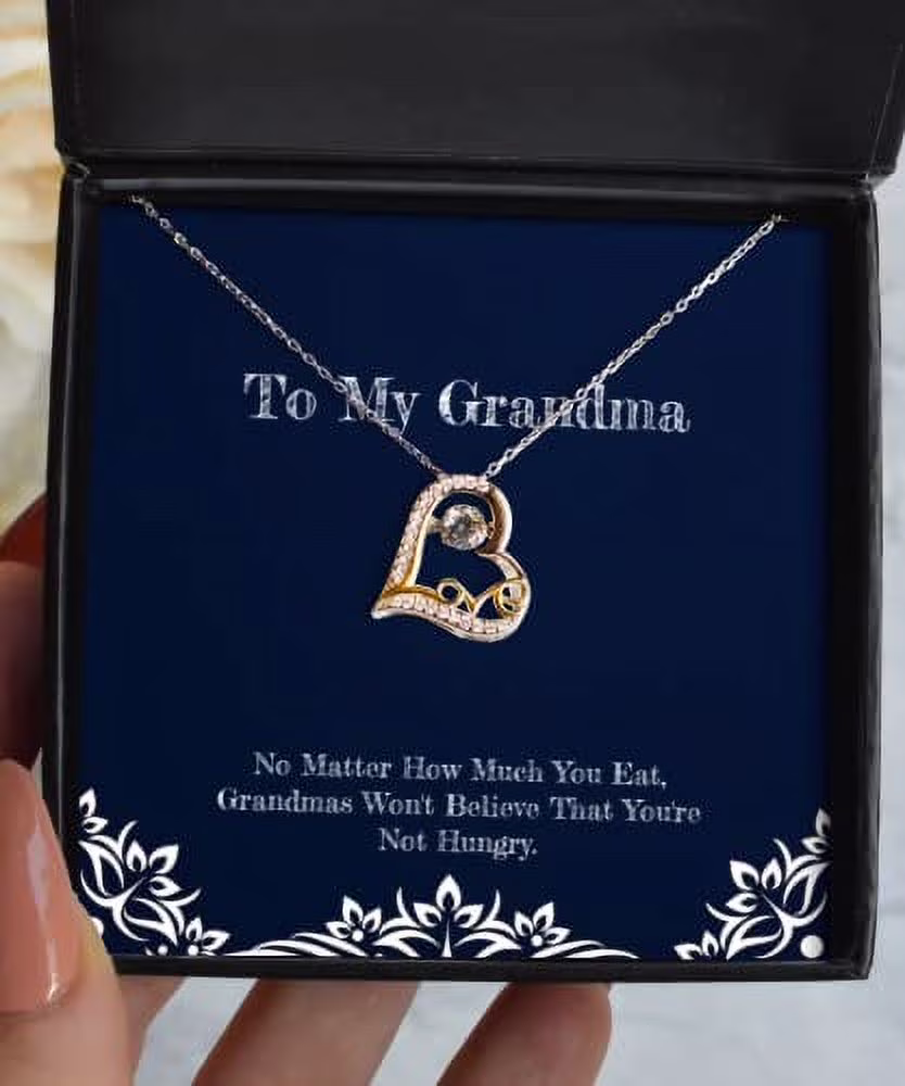 amangny Epic Grandma Gifts, No Matter How Much You Eat, Grandmas Won't Believe That You're Not, Cool Christmas Love Dancing Necklace from Grandmom