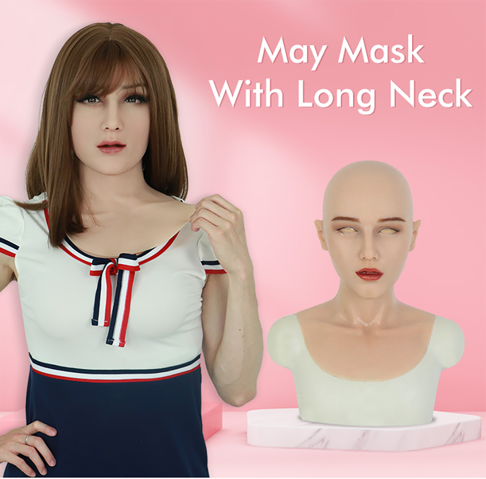 ROANYER Realistic Human Skin Silicone Female Face Mask Crossdresser Cosplay