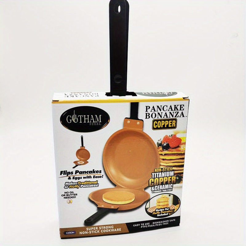 1pc Steel Double Pan, The Perfect Pancake Maker, Nonstick Easy To Flip Pan, Double Sided Frying Pan For Fluffy Pancakes, Omelets, Cooking Eggs Frittatas & More! Pancake Pan Dishwasher Safe Large, Cook