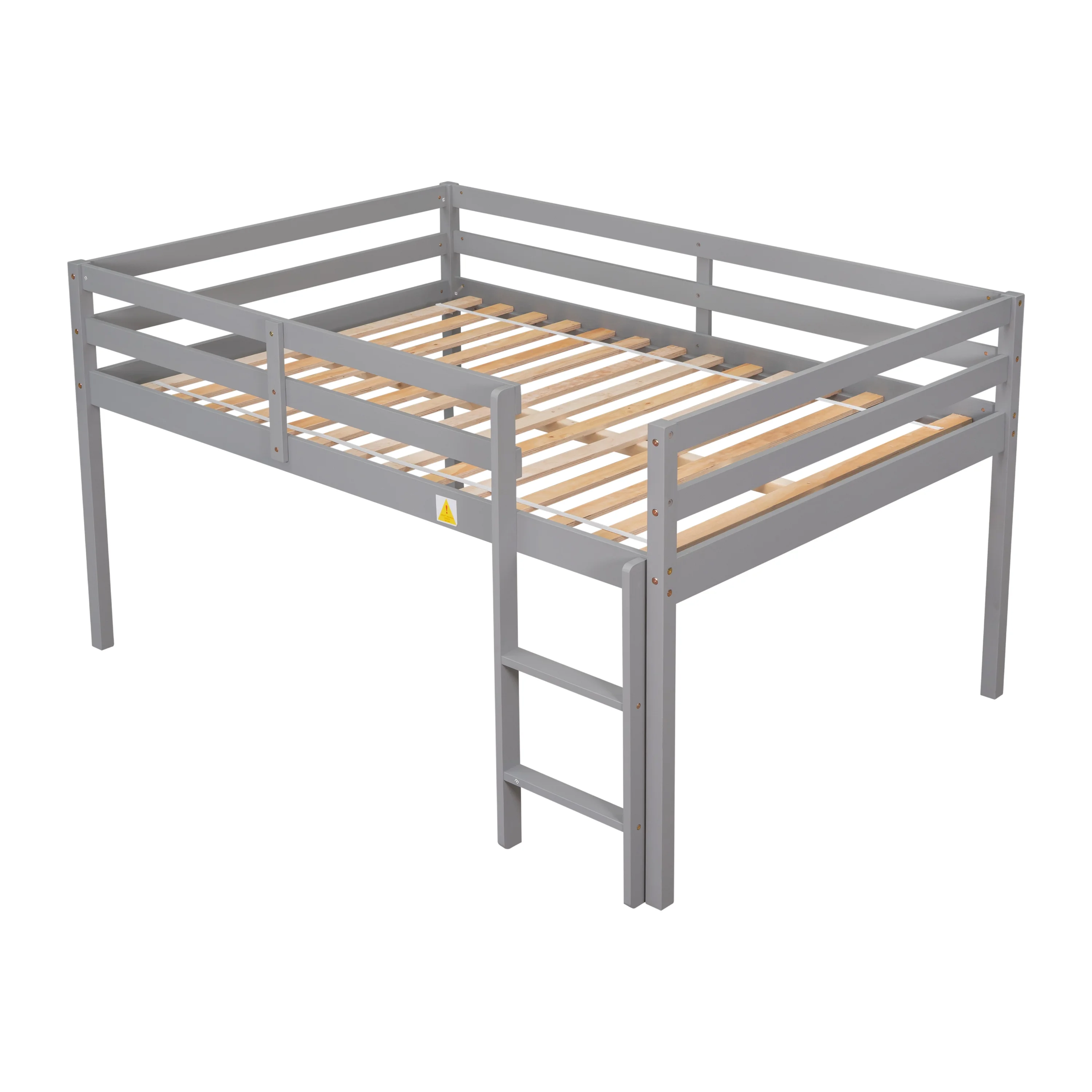 ikayaa Full Loft Bed,Grey