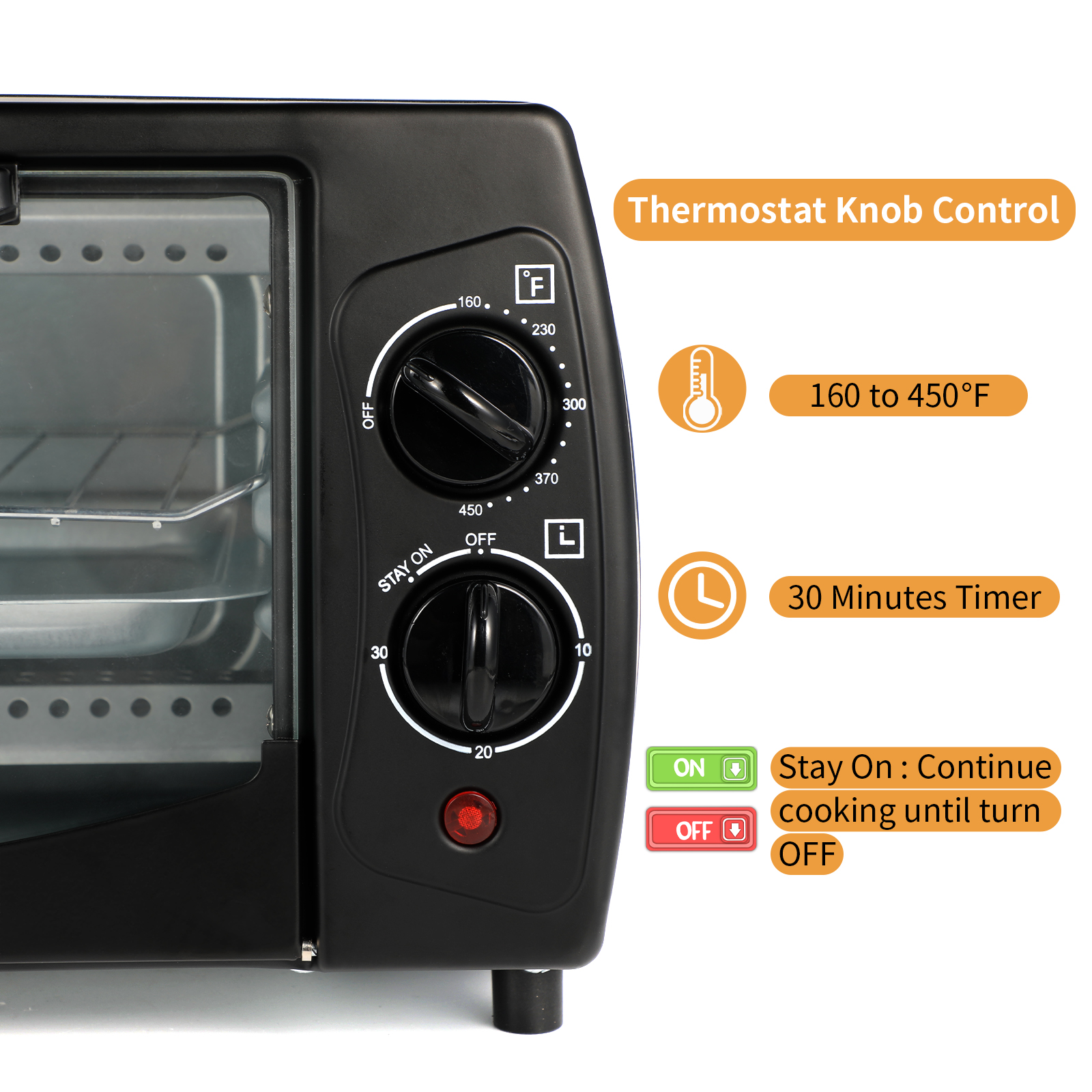 Swonuk 1000 Watt 4 Slice Toaster Oven in Black with Timer