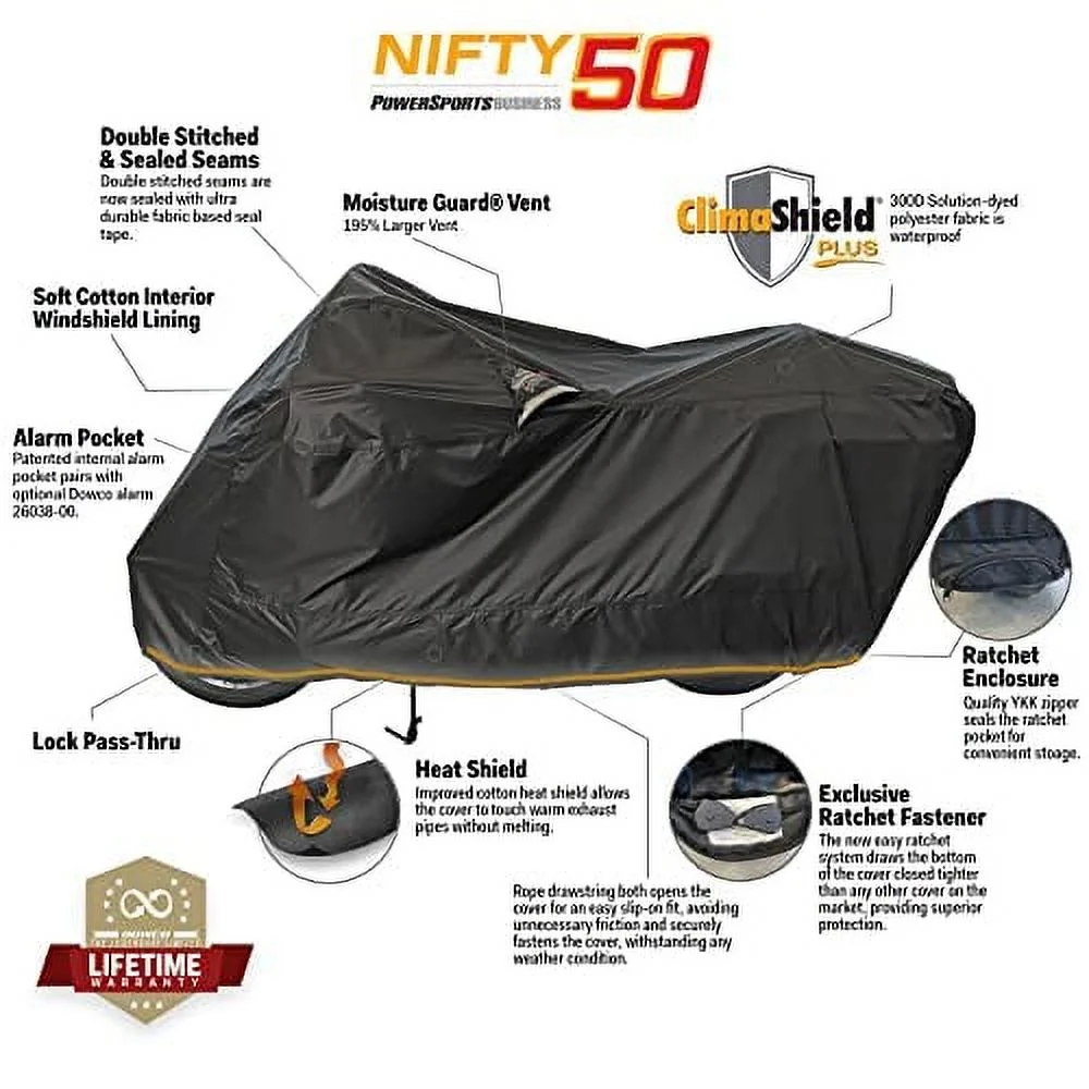 Dowco WeatherAll Plus Motorcycle Cover, Ratchet Attachment, Black, Waterproof, XXL