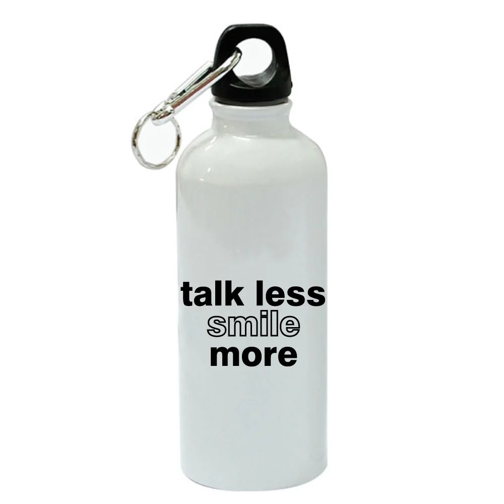 Talk Less Smile More White Aluminum Sports 20 oz Water Bottle