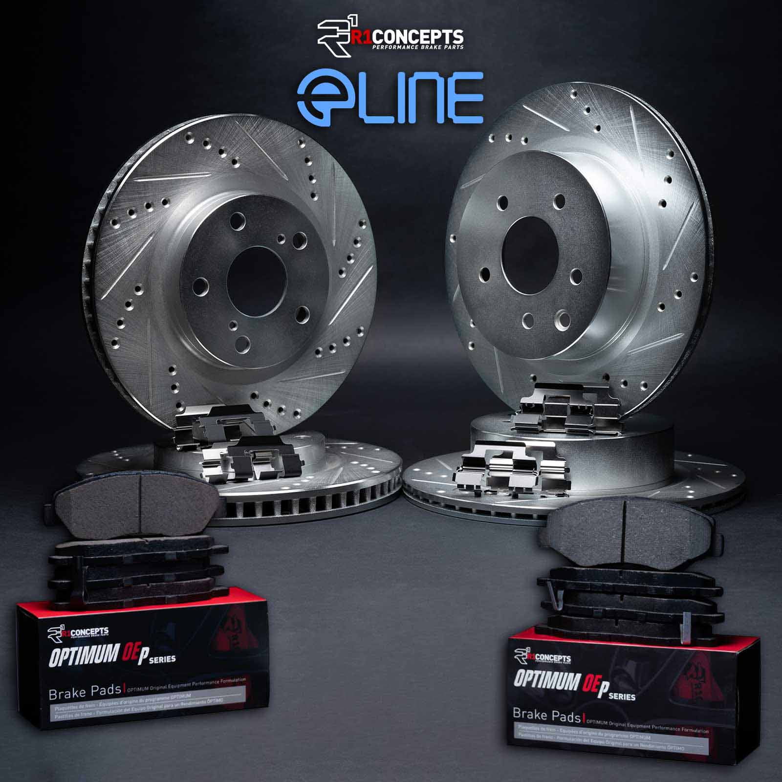 R1 Concepts Wguh2 21011 R1 Brake Rotors D/S Silver W/ Optimum Oe Pads & Hdw Fits select: 2018-2022 KIA STINGER