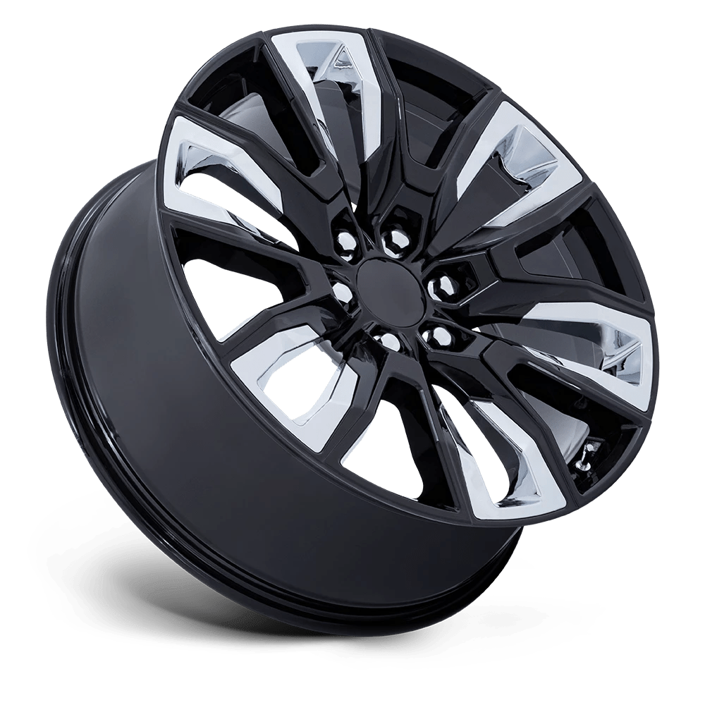 22x9 Performance Replicas PR225 Gloss Black W/ Chrome Accents Wheel 6x5.5 (28mm)
