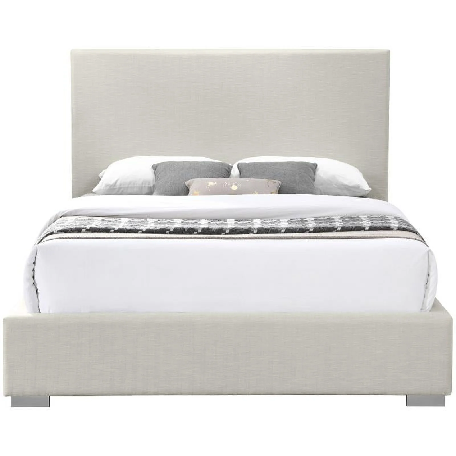 Meridian Furniture Crosby Beige Linen Textured Fabric King Bed