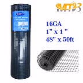 MTB Black PVC Coated Welded Wire Mesh Garden Economy Fence 48 Inch x 50 Foot-1 Inch x 1 Inch 16GA