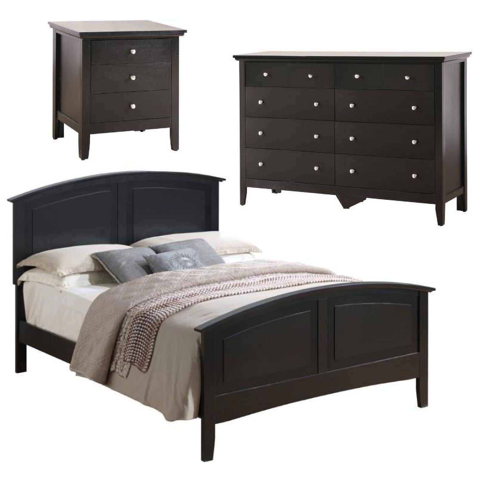 Home Square 3-Piece Set with Queen Bed 8-Drawer Dresser and 3-Drawer Nightstand