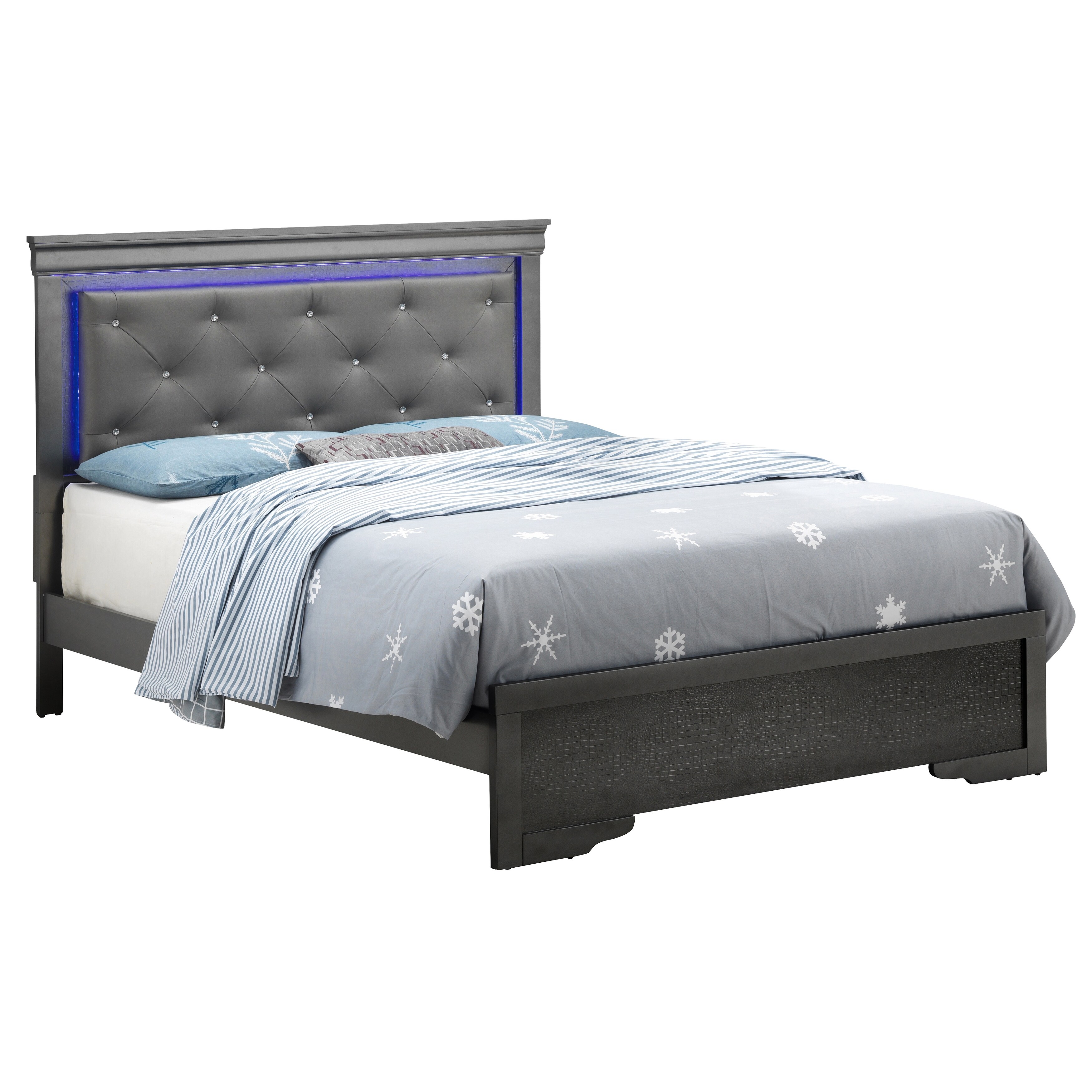 LYKE Home  Luna LED Headboard Metallic Black Bed King