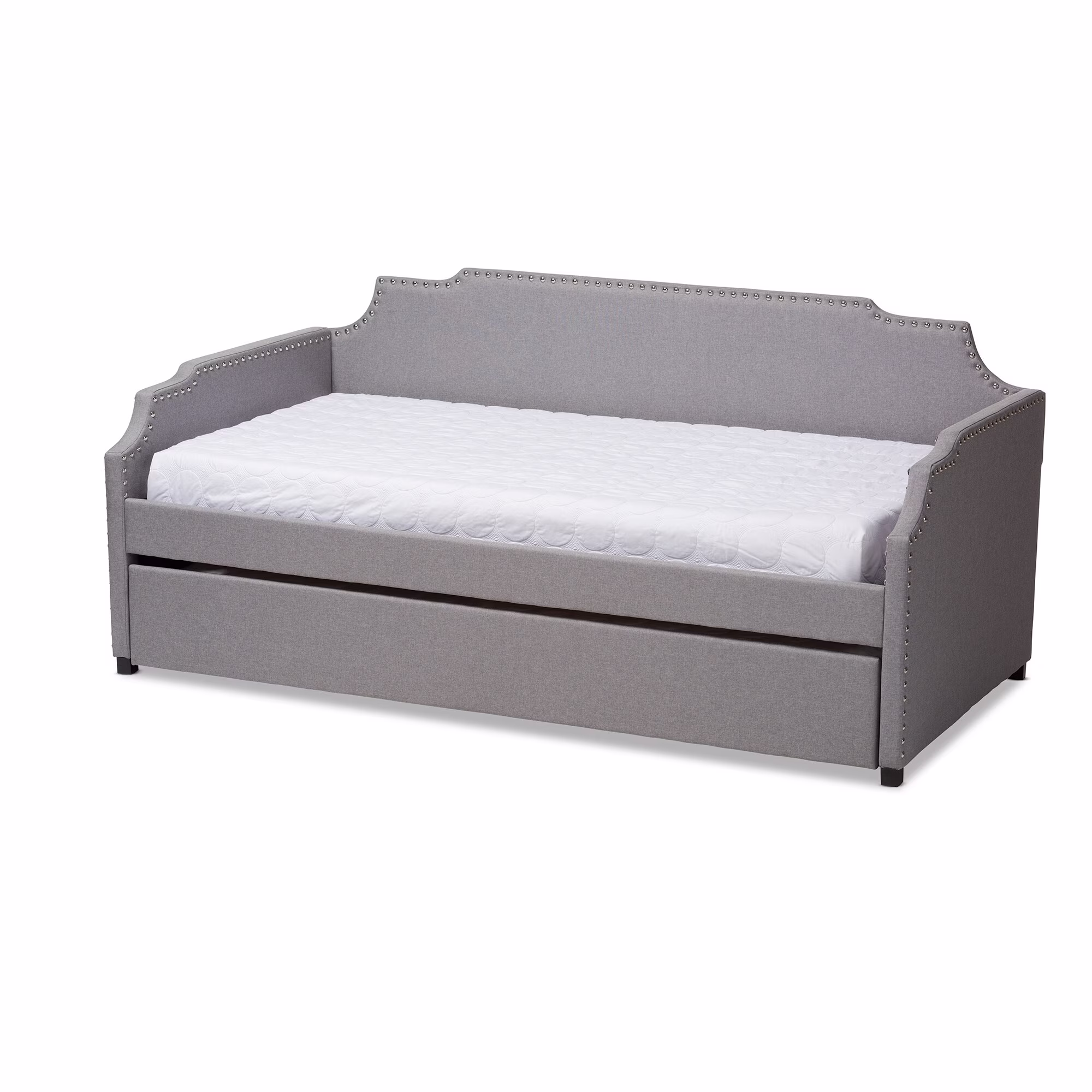 Baxton Studio Contemporary Twin Size Daybed with Roll Out Trundle Guest Bed Grey