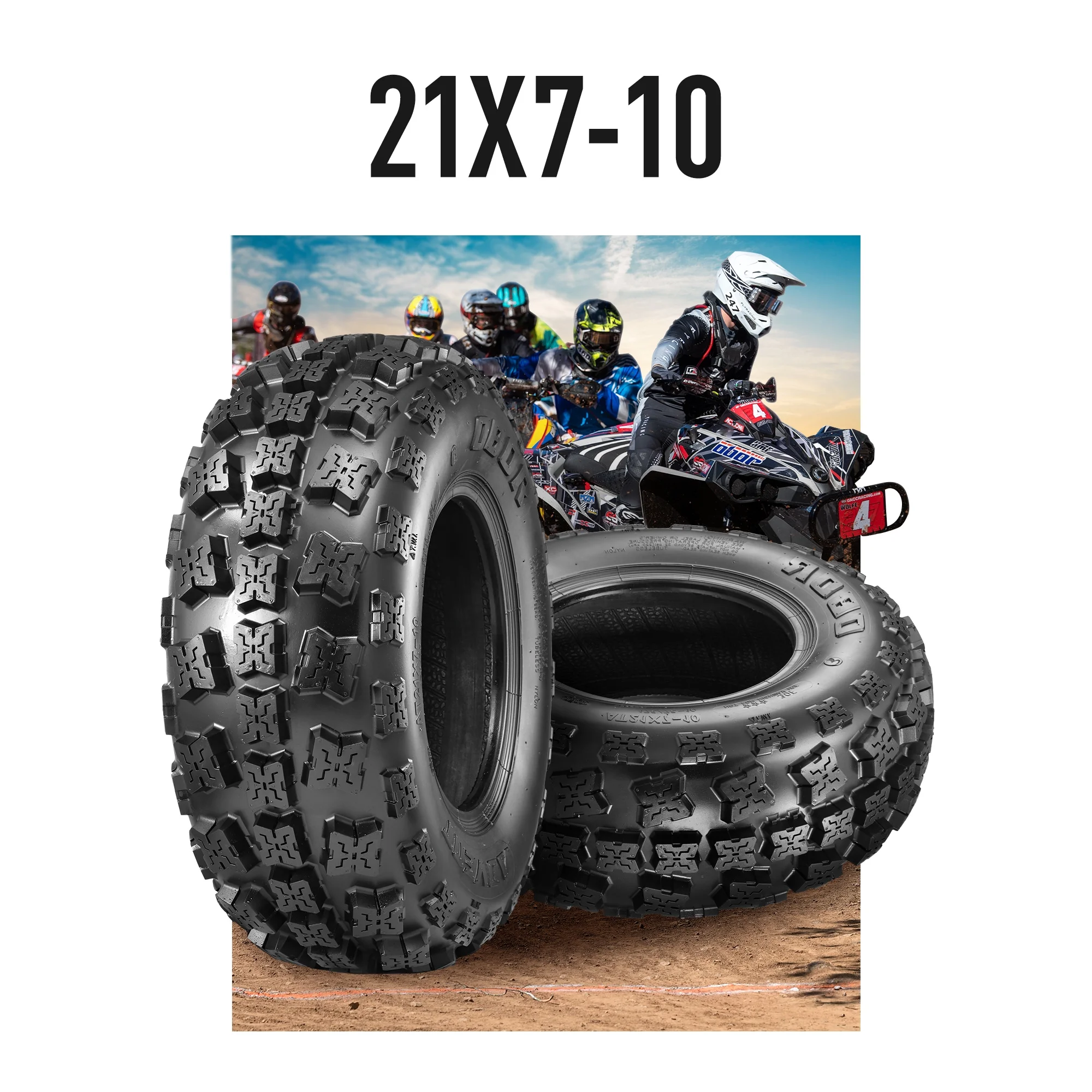 OBOR Advent ATV Tires 6 Ply GNCC Champion All Terrain Tires 21x7-10 21x7x10 Set of 2