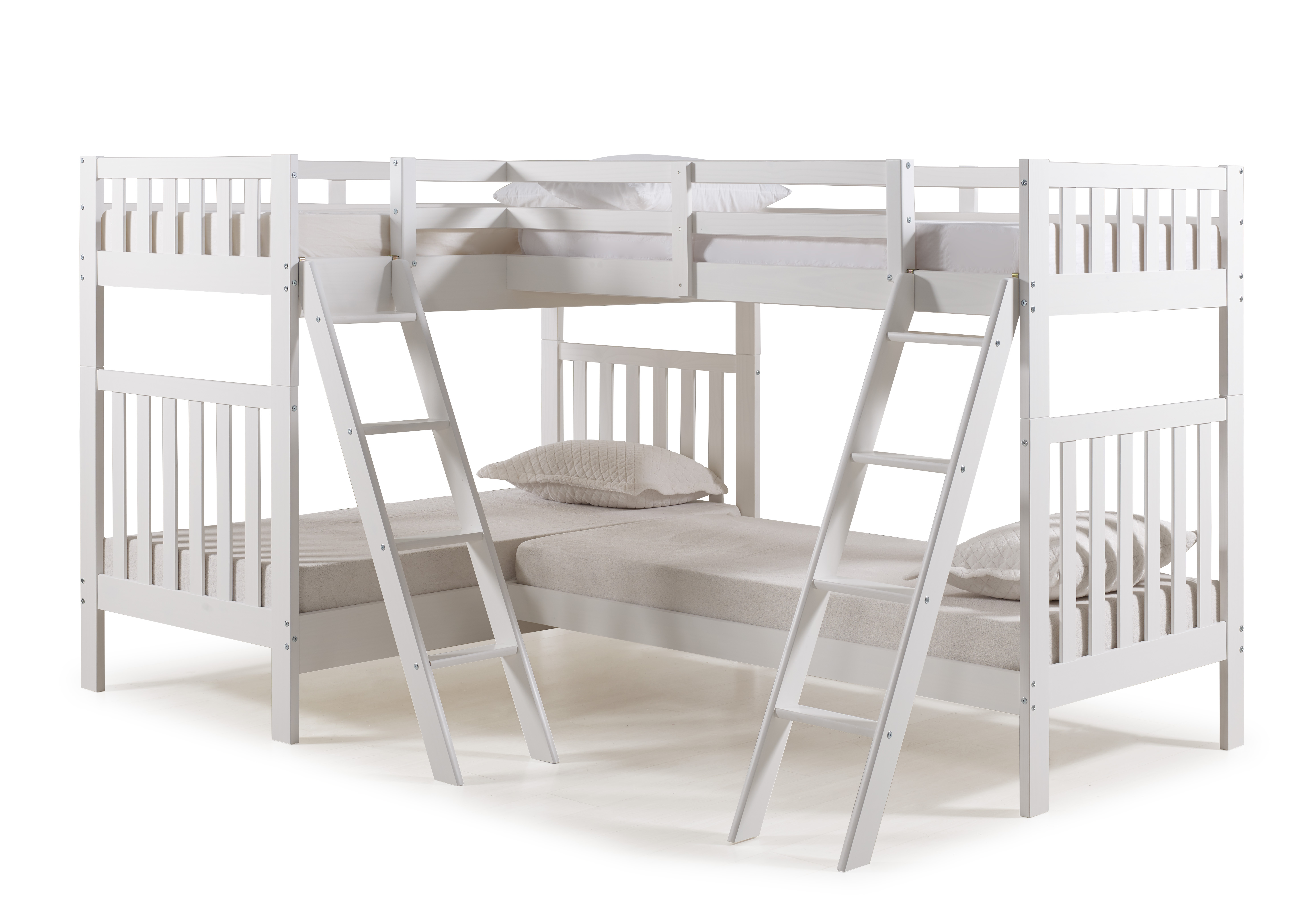 Aurora Twin Over Twin Bunk Bed with Quad Bunk Extension, White
