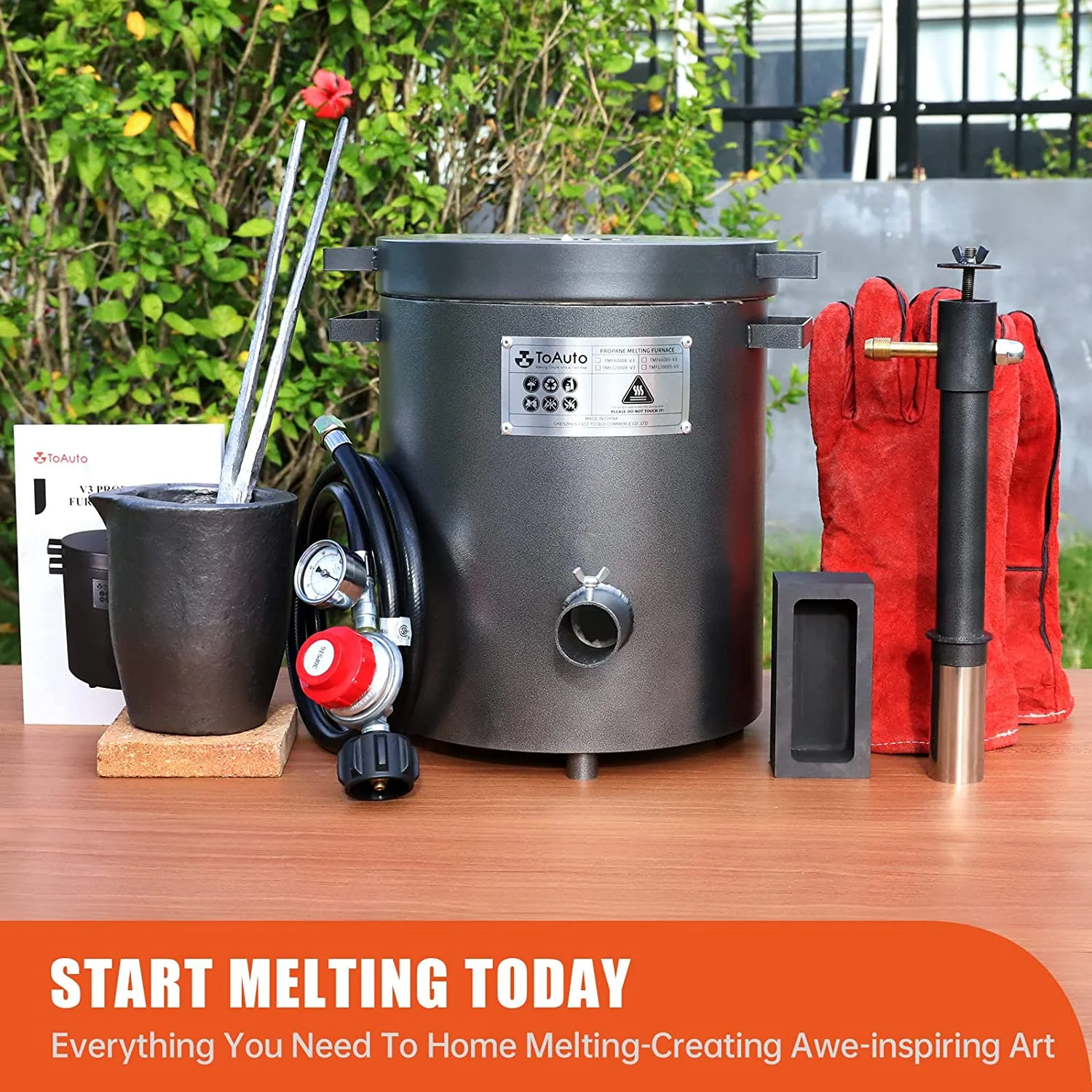 TOAUTO 6KG Propane Melting Furnace Kit,Home Stove Kiln Casting Tool for Scrap Metal Recycle Gold Silver Copper Aluminum