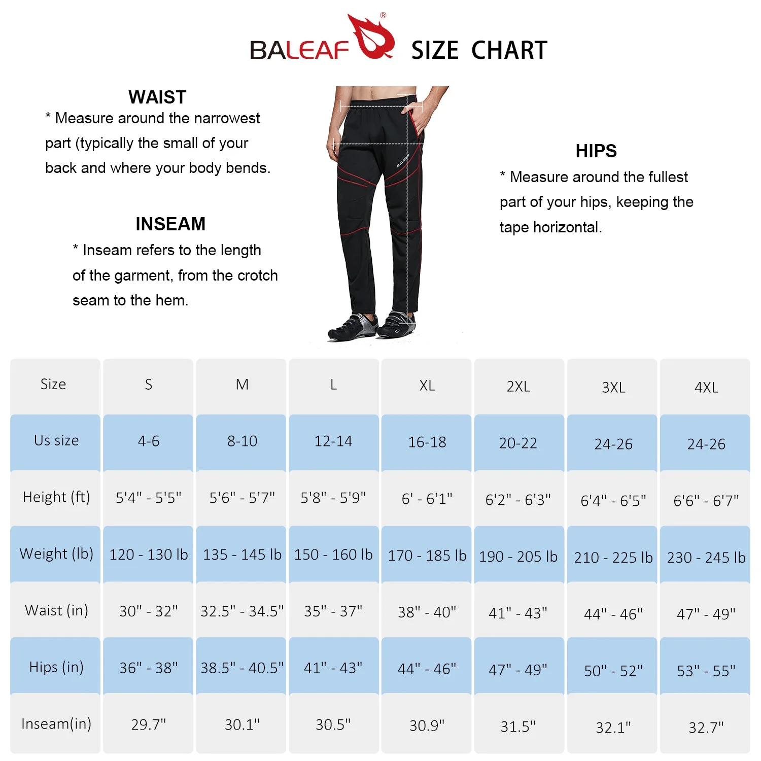 BALEAF Men's Winter Cycling Pants Cold Weather Running Gear Thermal Mountain Bike Apparel Windproof Jogging Black M