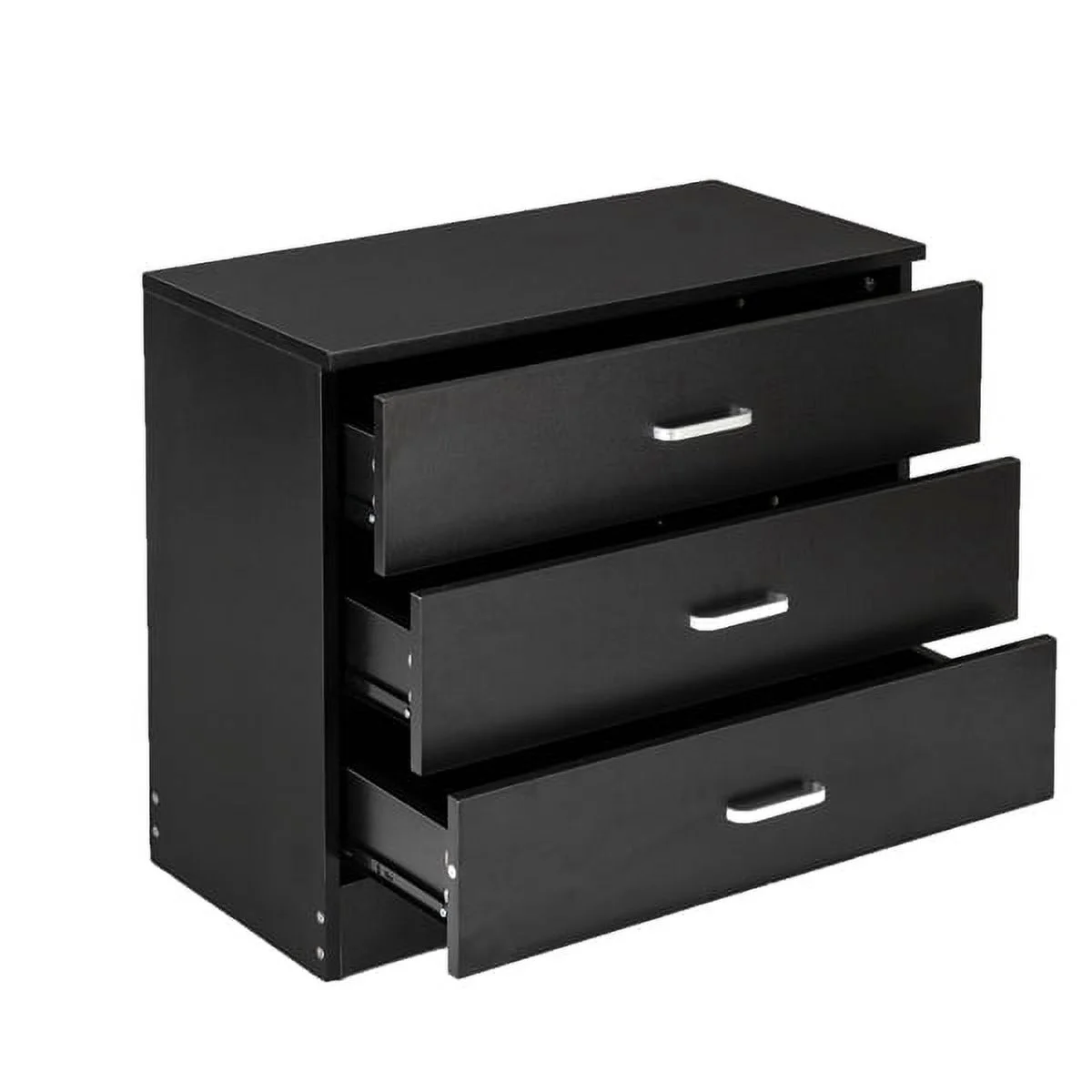 Fithood Wood Simple 3-Drawer Dresser Black