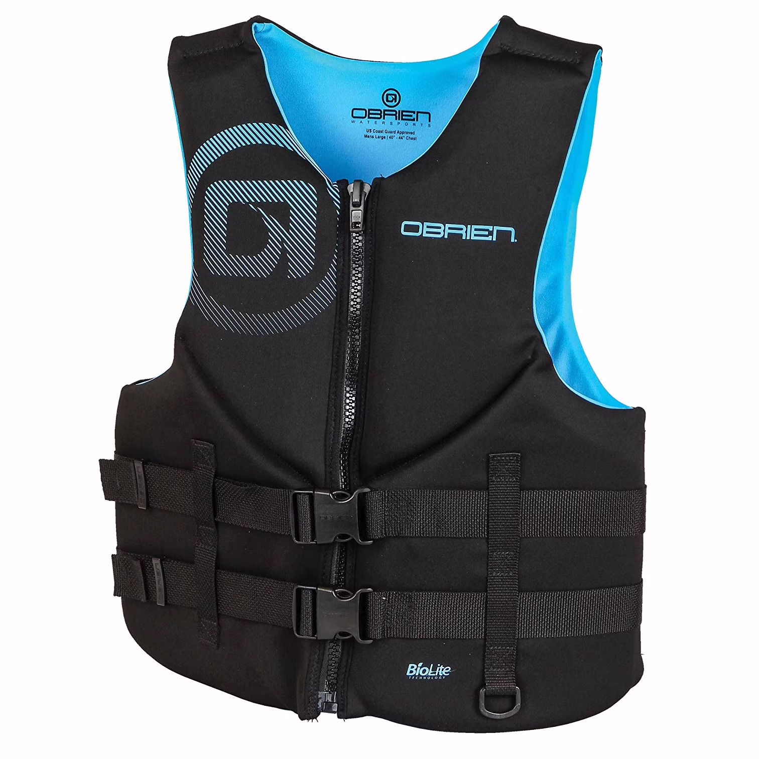 O'Brien Watersports Traditional Men Lightweight Safe Life Jacket, Cyan, Size XL