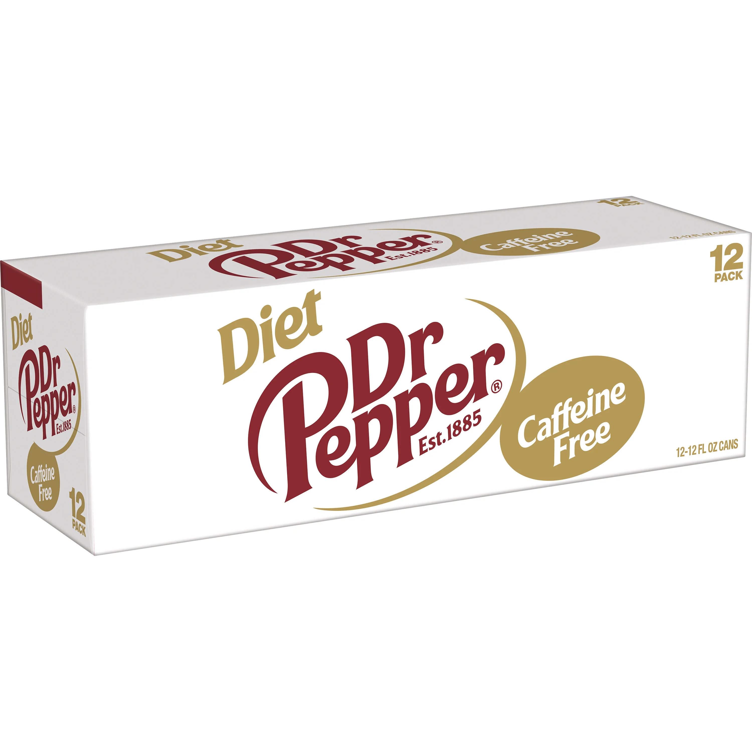 Diet Dr Pepper Caffeine Free Soda Pop, 12 fl oz, 12 Pack Cans