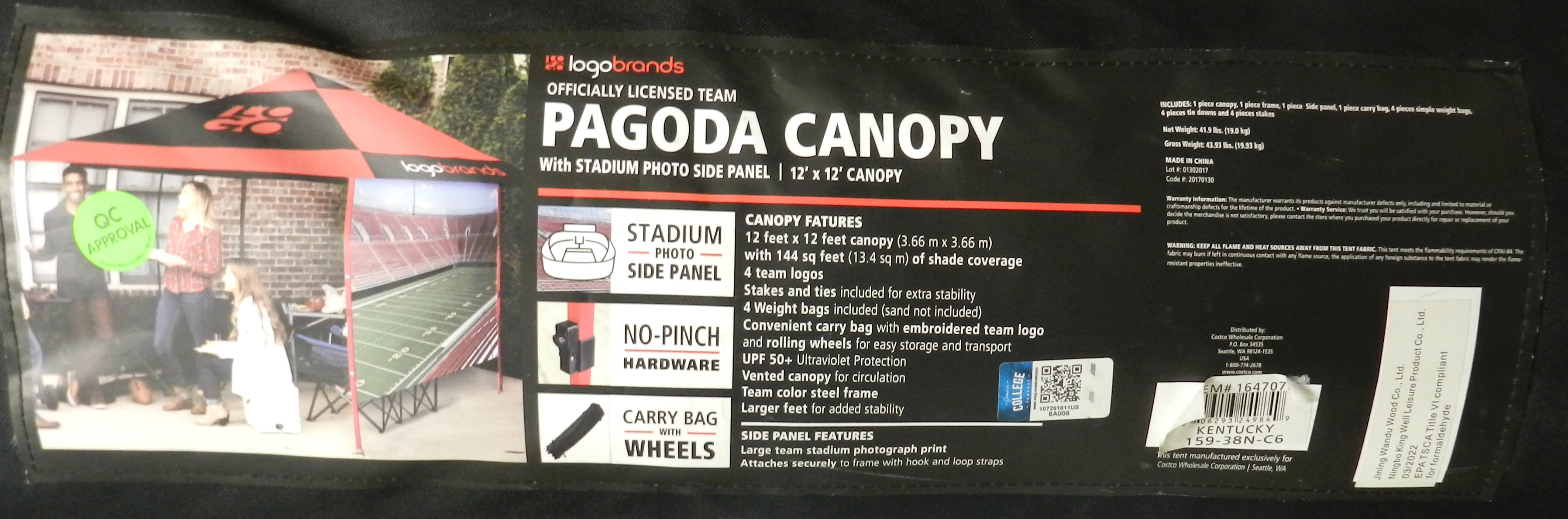 Logo Brands Kentucky 12 x 12 Pagoda Canopy With Stadium Photo Side Panel