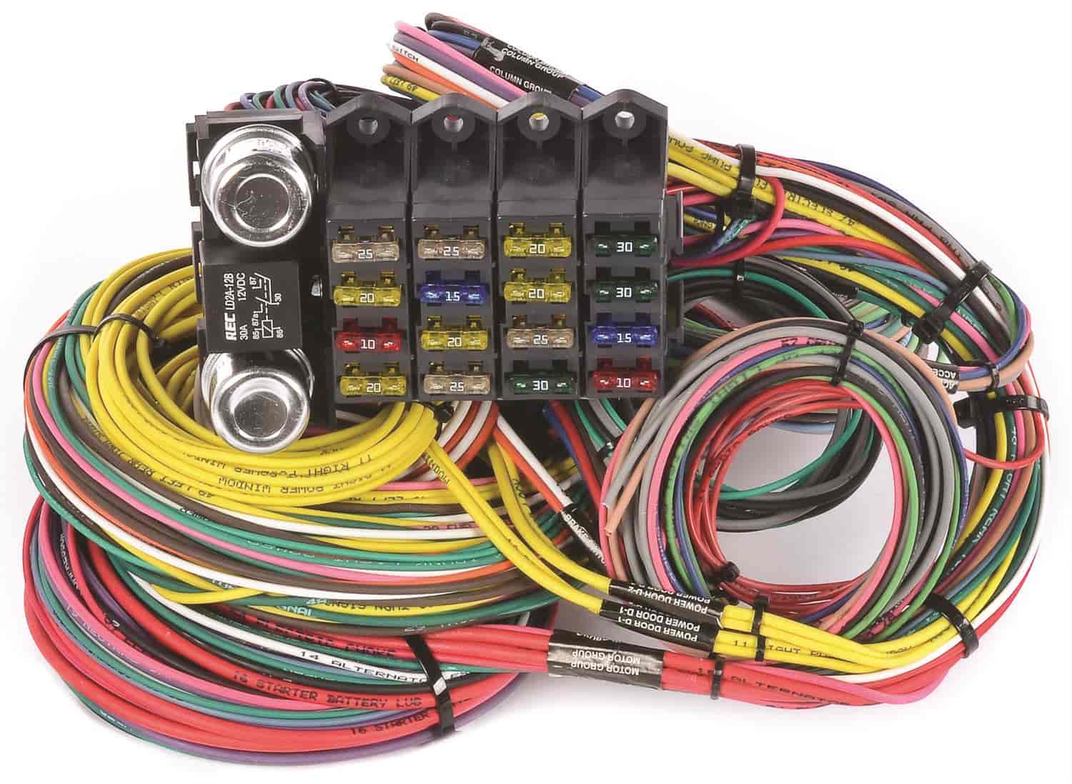 JEGS 10405 Universal Wiring Harness 20-Circuit 16-Fuse High Quality Cross-Link I