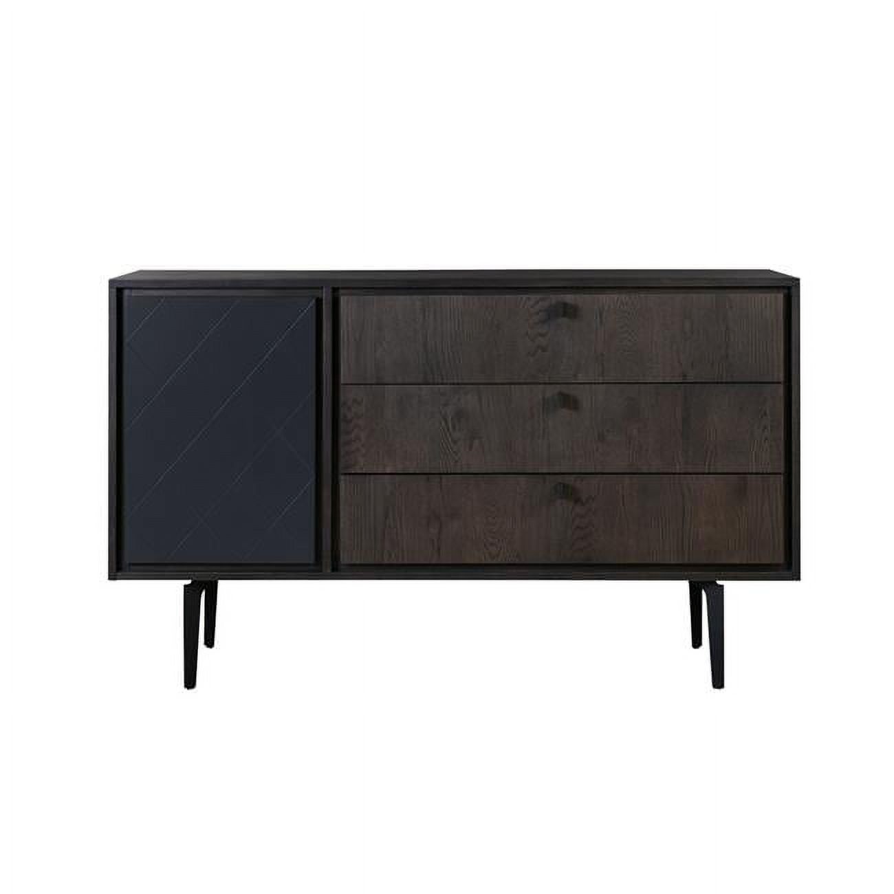 Cross Solid Oak & Metal 3 Drawer Dresser, Dark Gray
