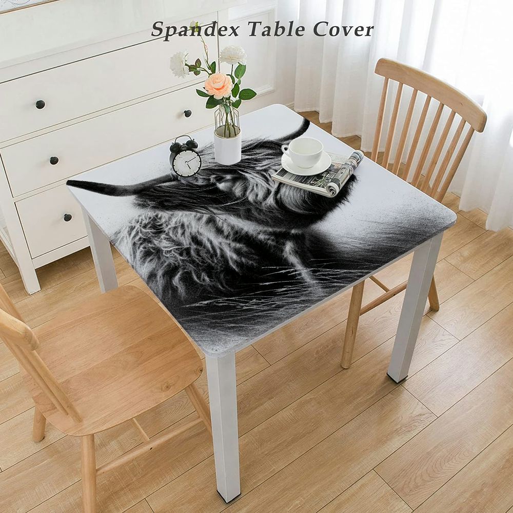 cbxzyzzc Waterproof Tablecloth Square Washable Table Cloths Funny Farm Yak Highland Cow Oil Proof Table Cover for Kitchen Dining/Party/Holiday/Wedding Tabletop Decor Black and Gray Animal Portraits